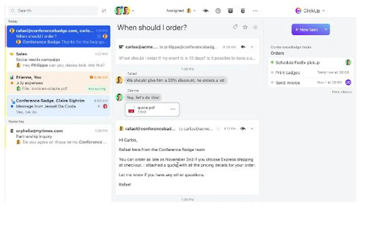 ClickUp and Missive integration