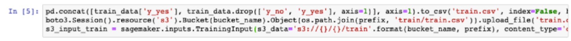 Code to reformat the header and the first column of the training data and then loads the datafrom The S3 bucket