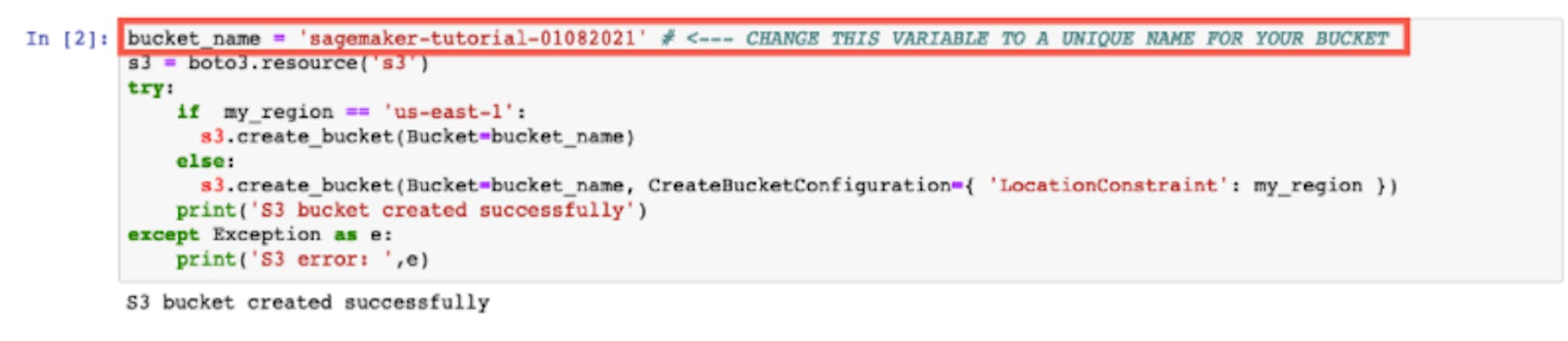 Code to Create S3 Bucket to Store Data