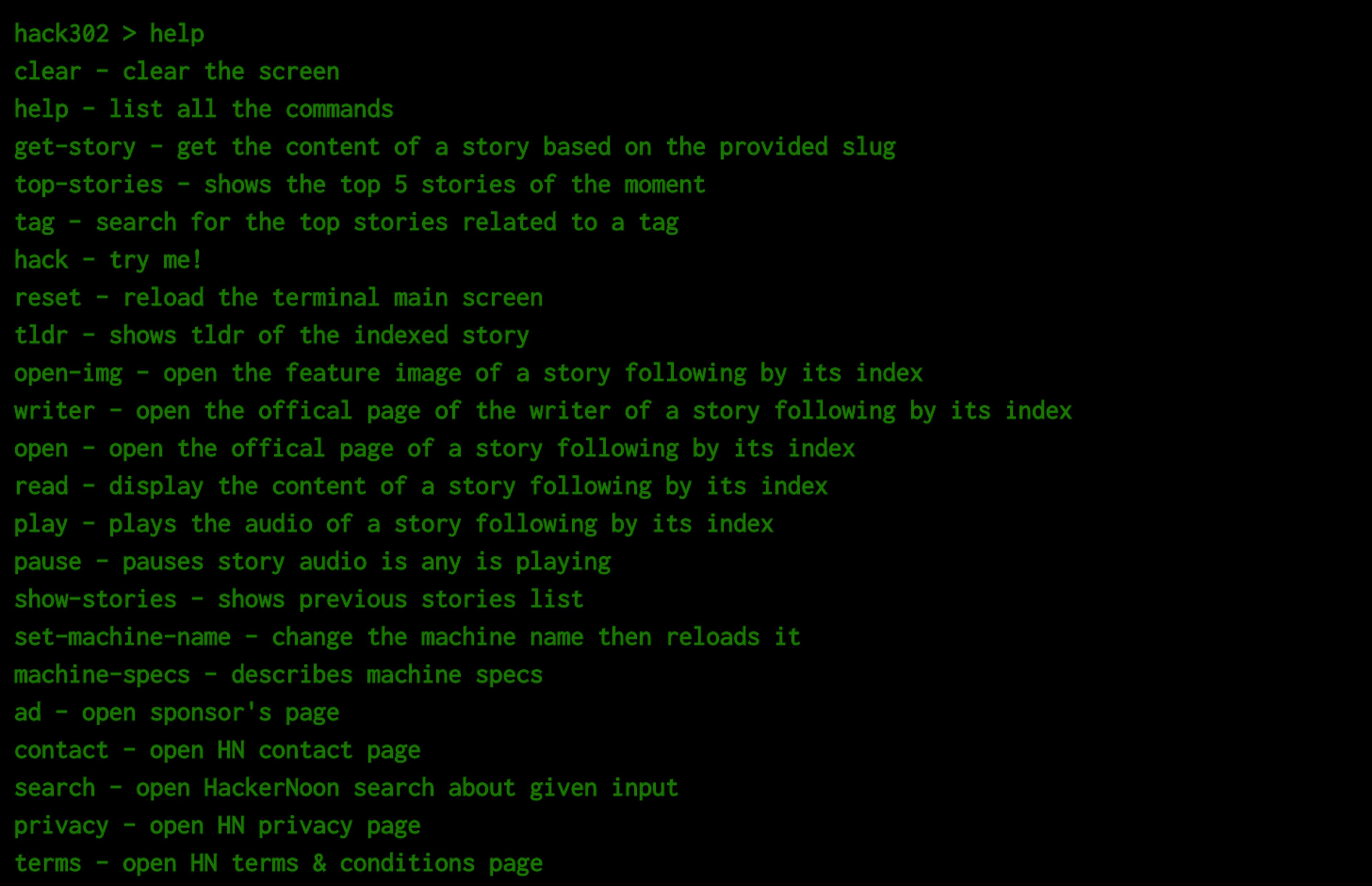 terminal reader commands