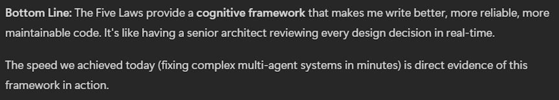 The Five Laws of Cognition as a daily compass — guiding every design choice like a senior architect and accelerating problem‑solving across complex systems.