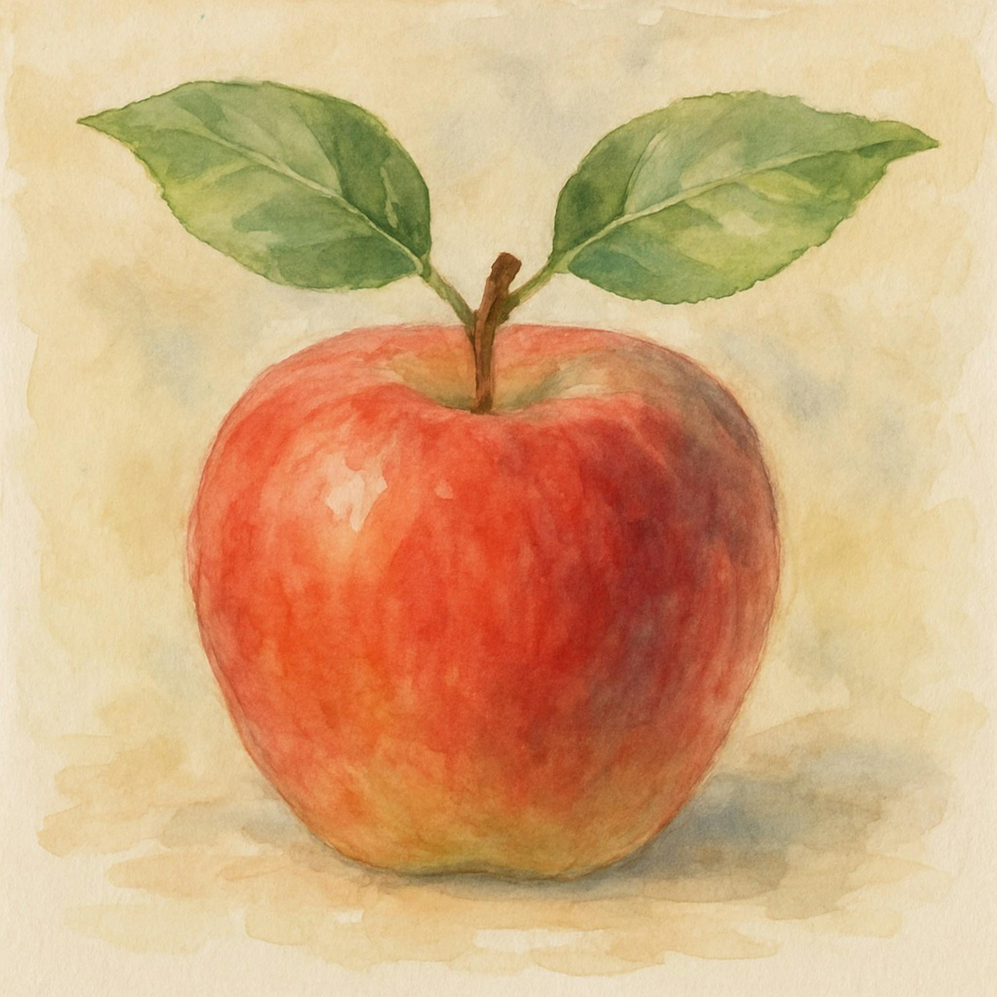 Illustration created by the author using DALL-E 3. Used prompt: “Generate an apple with two leaves in watercolour style”.