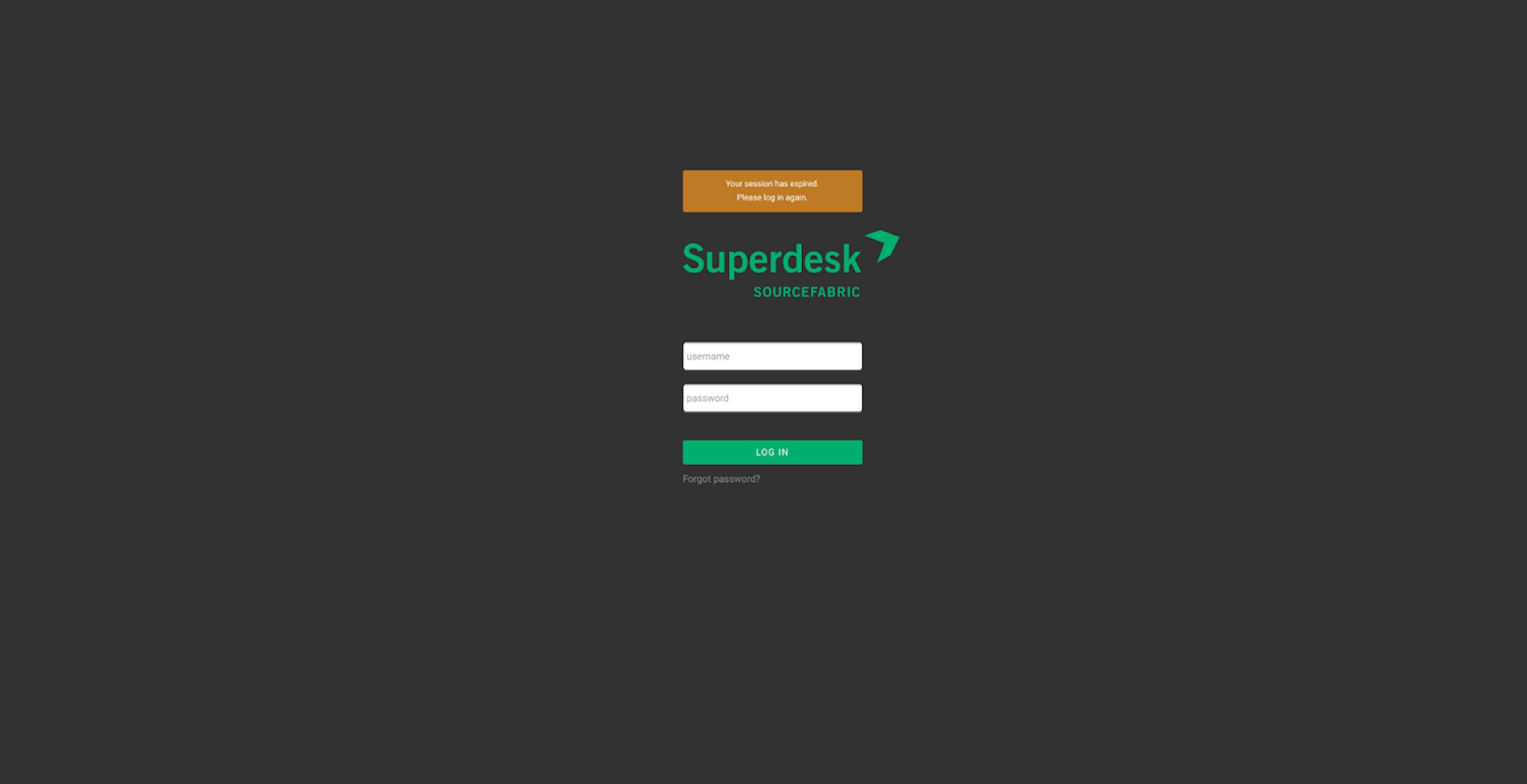Superdesk login page