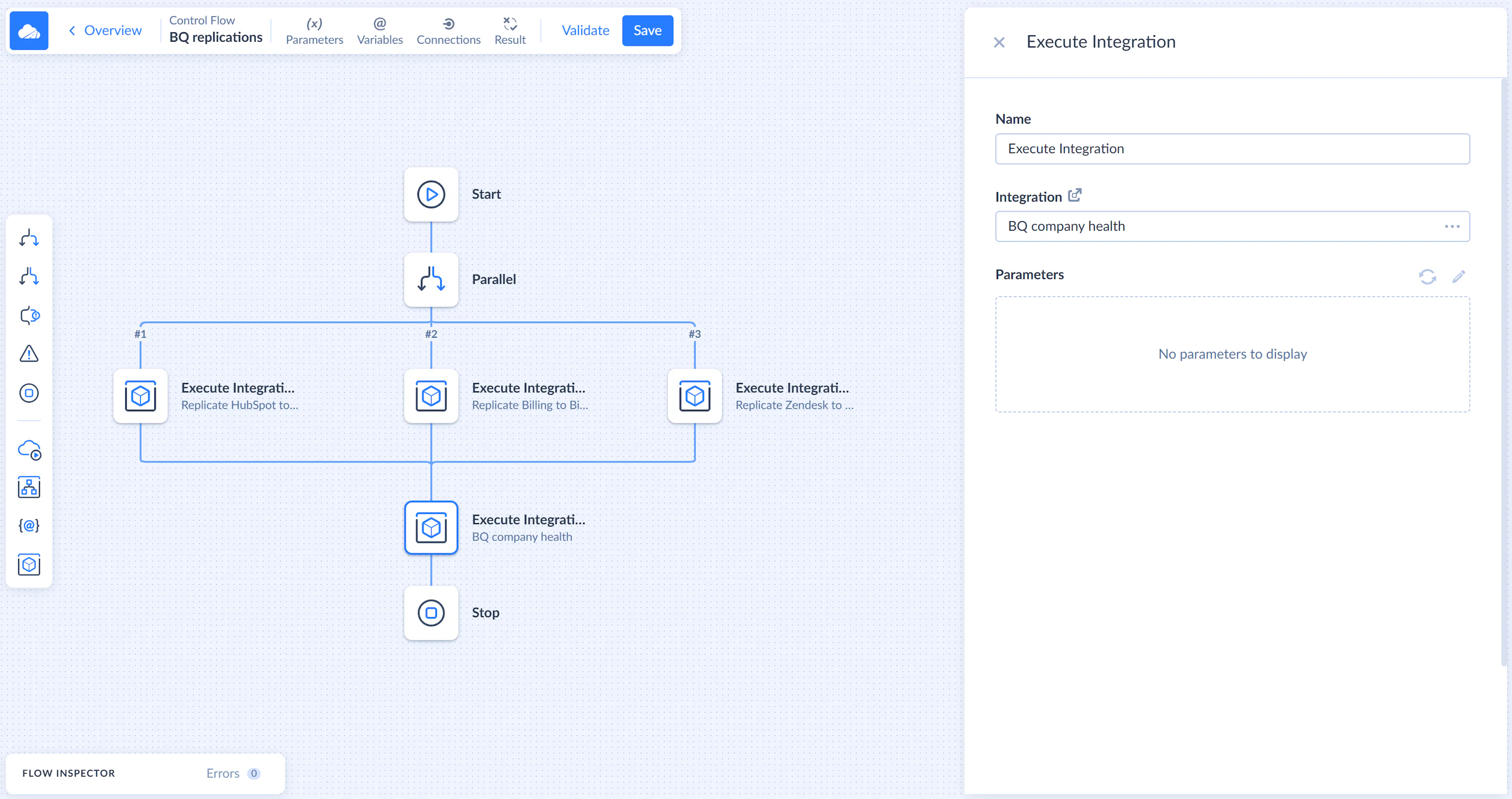 Automated HubSpot to BigQuery and SQL Server to BigQuery replication workflows in Skyvia Control Flow