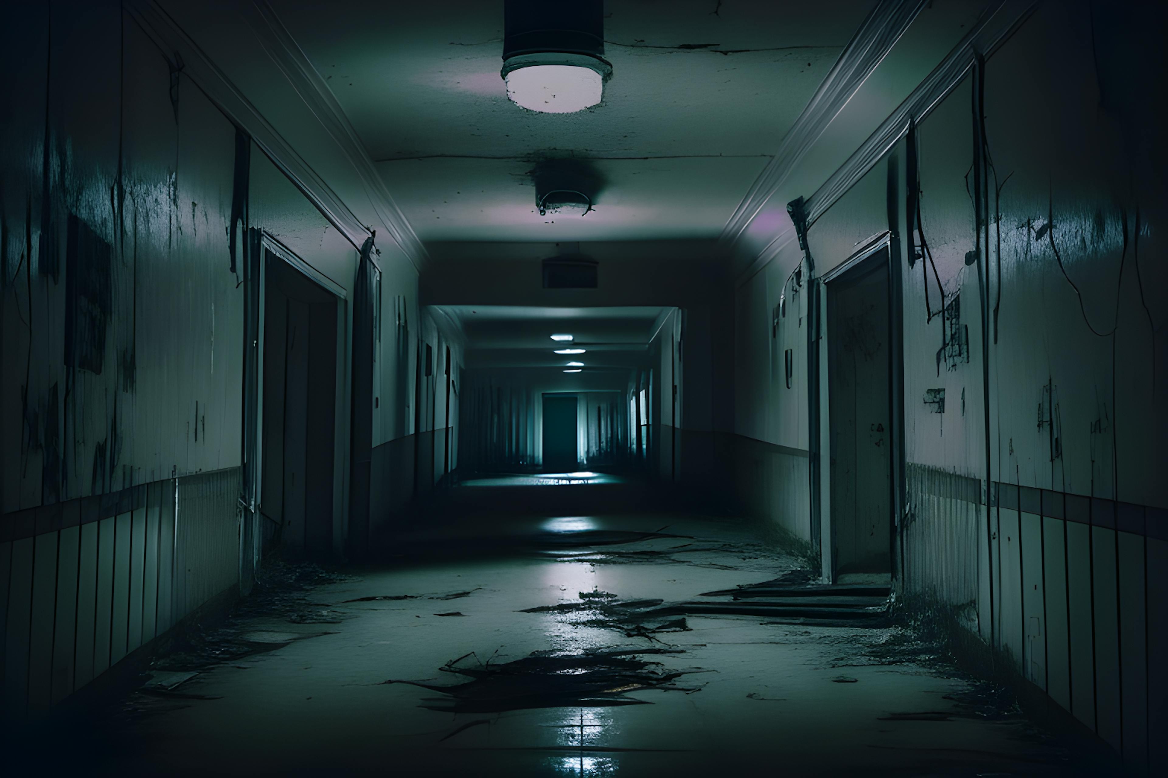 This image was generated by HackerNoon's AI Image Generator via the prompt "a pitch black abandoned hospital hallway".