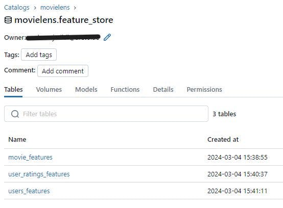 feature stored as delta table in Unity Catalog