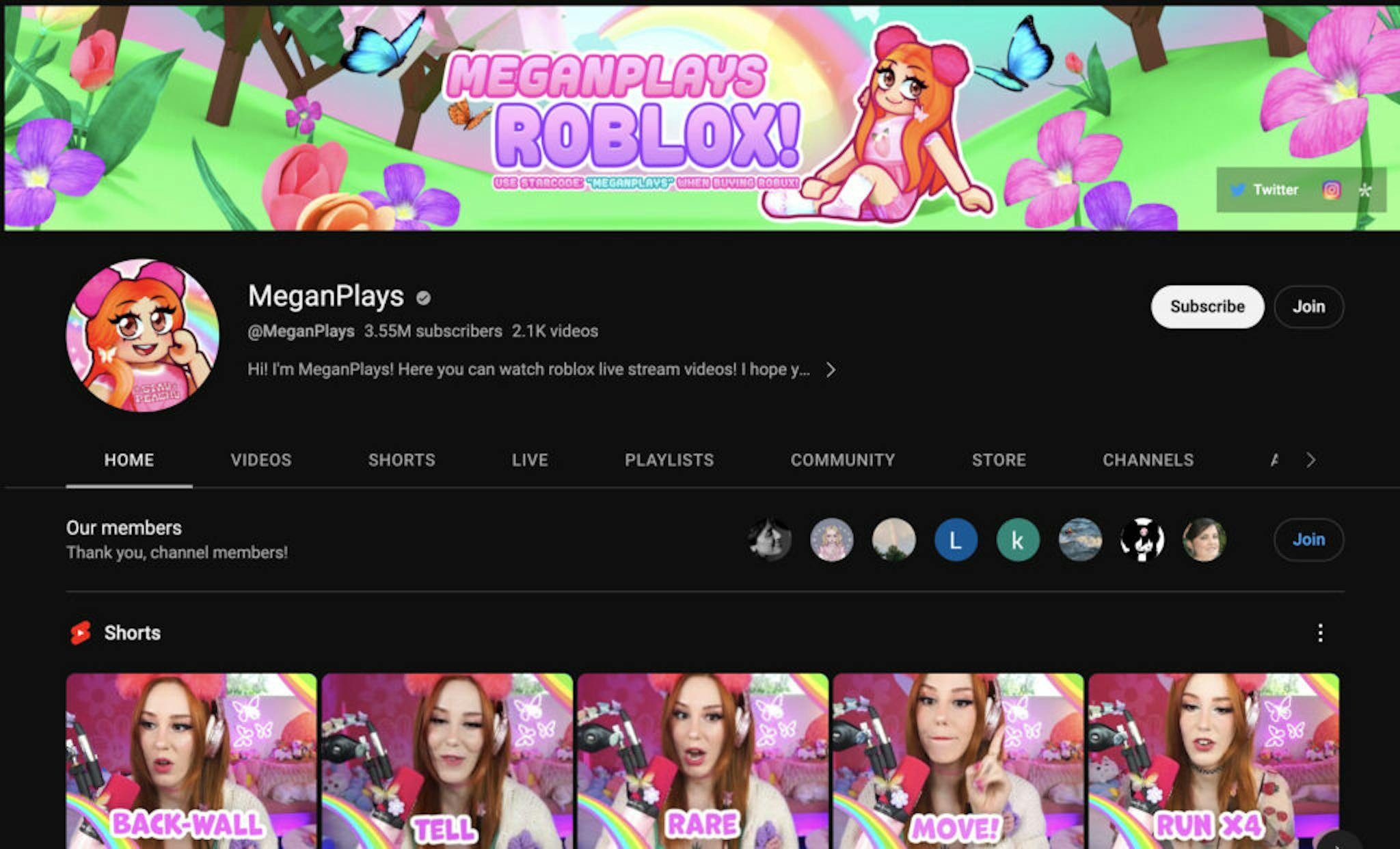MeganPlays YouTube channel