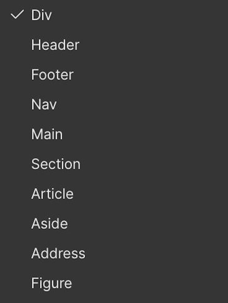 Webflow 内置 HTML 标签