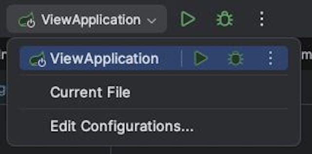 IntelliJ IDEA's appliction menu.