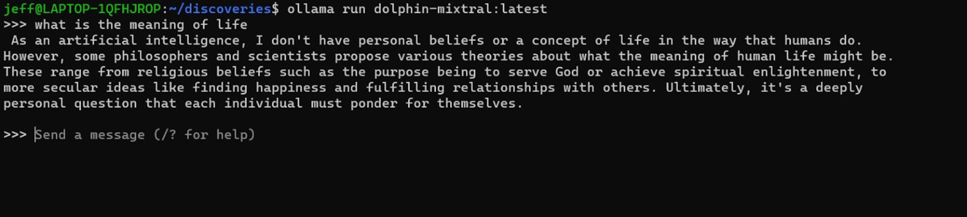 Aufforderung von Dolphin-Mistral