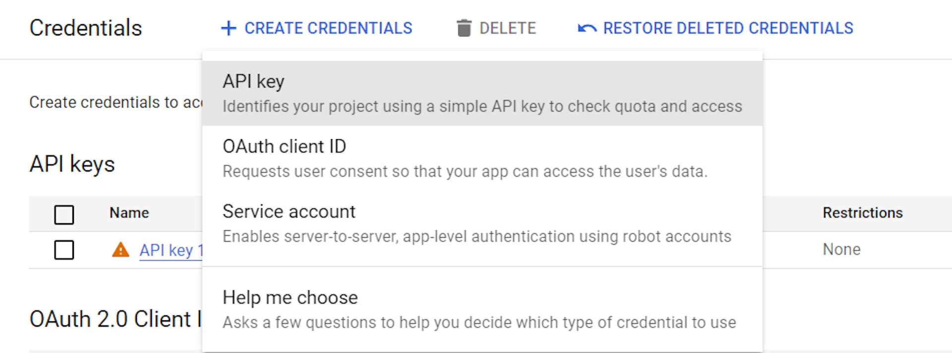 Page de génération de clé API