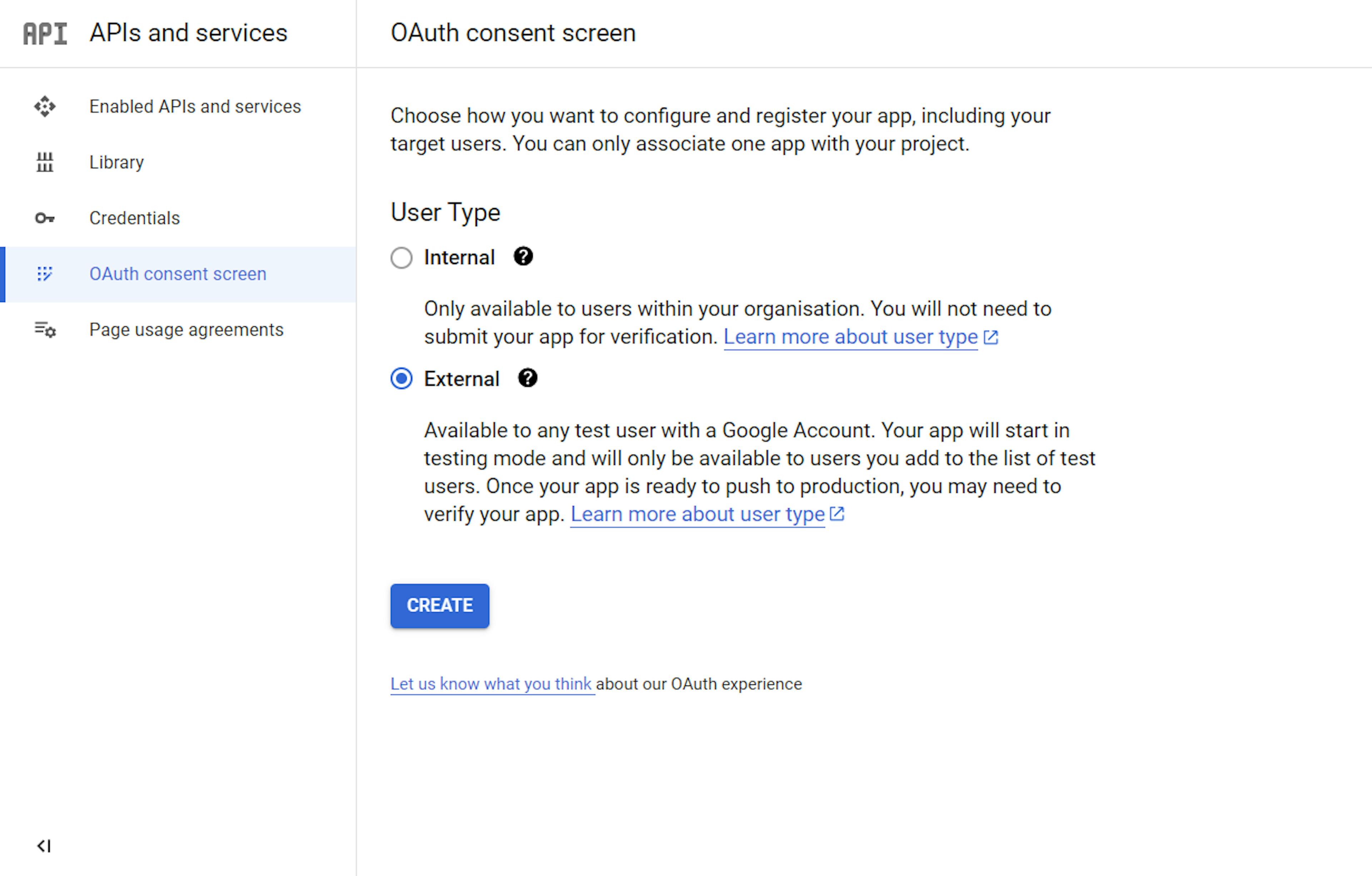 OAuth consent screen