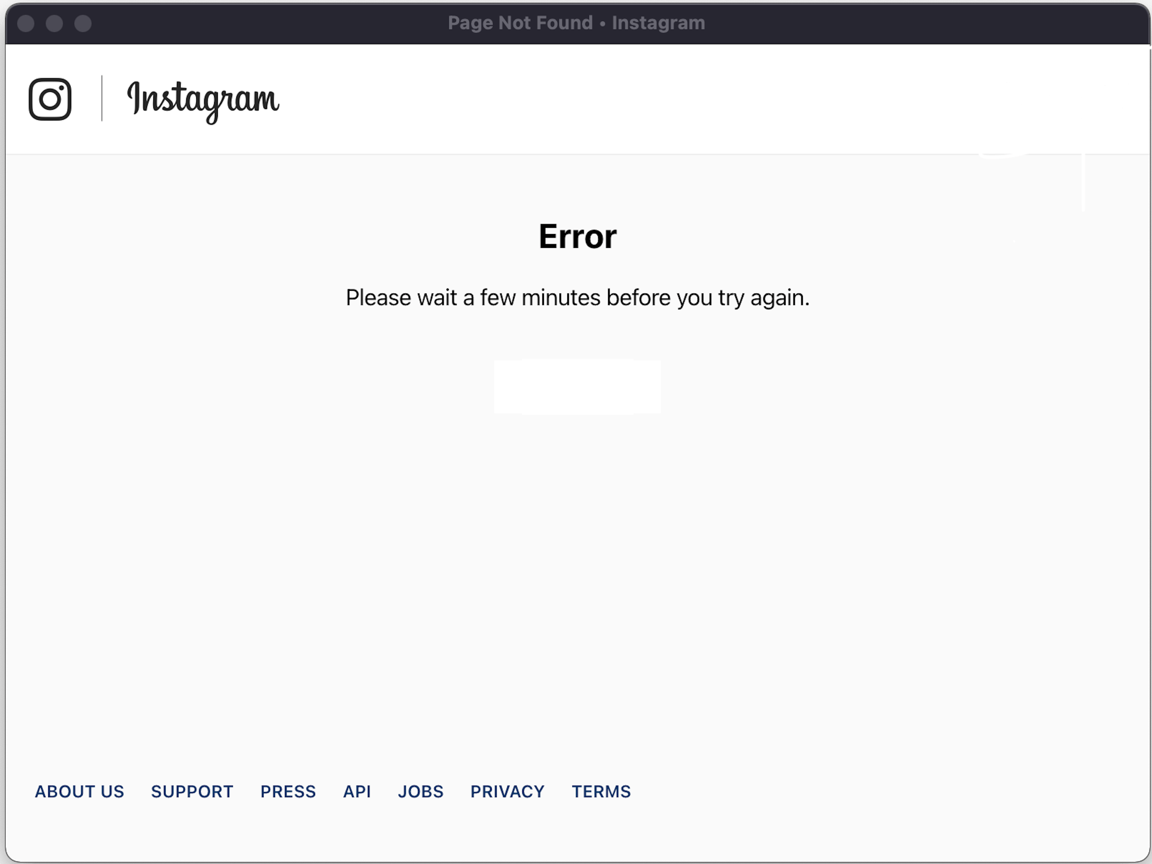 Instagram error message 