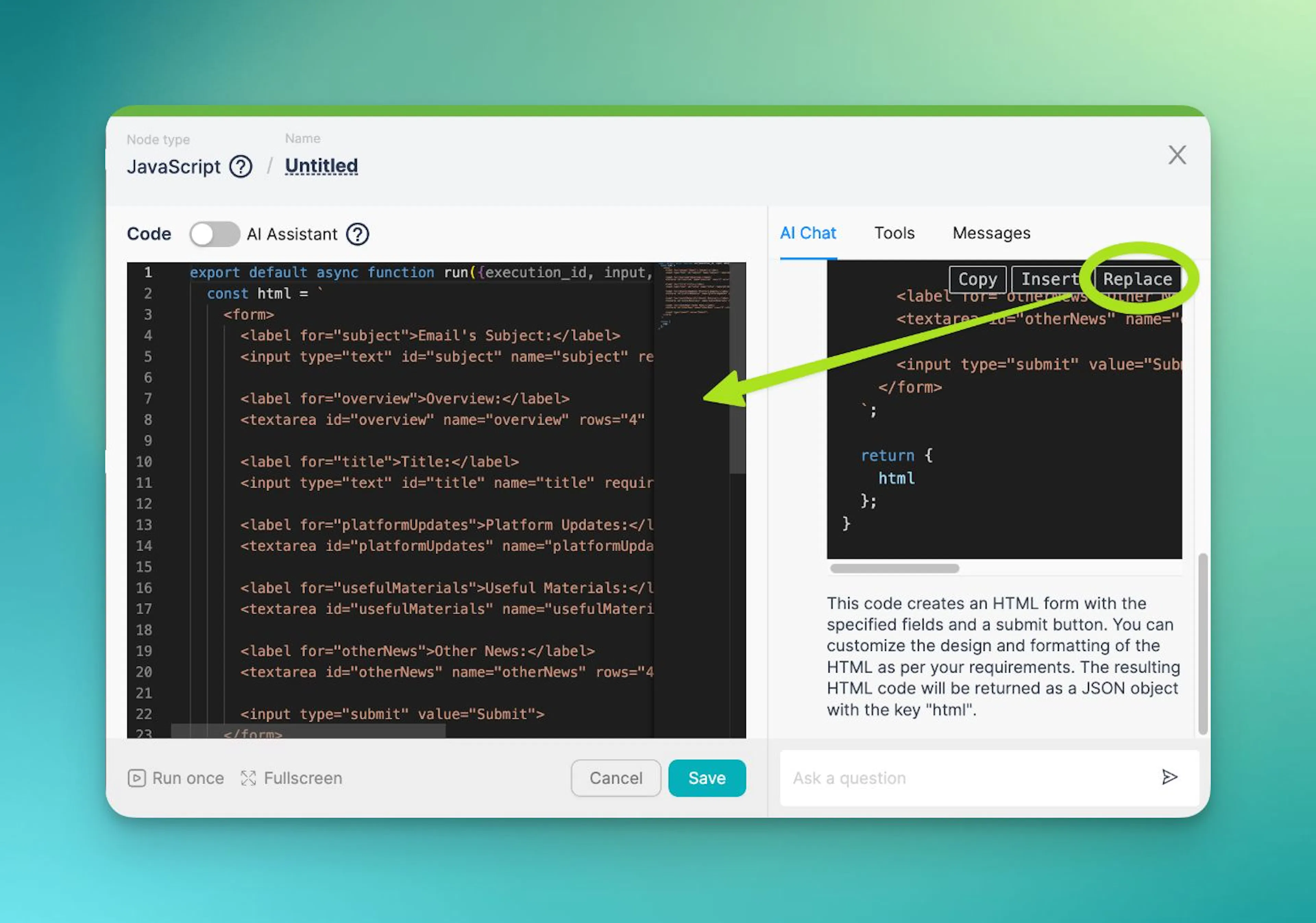 replace code in one click