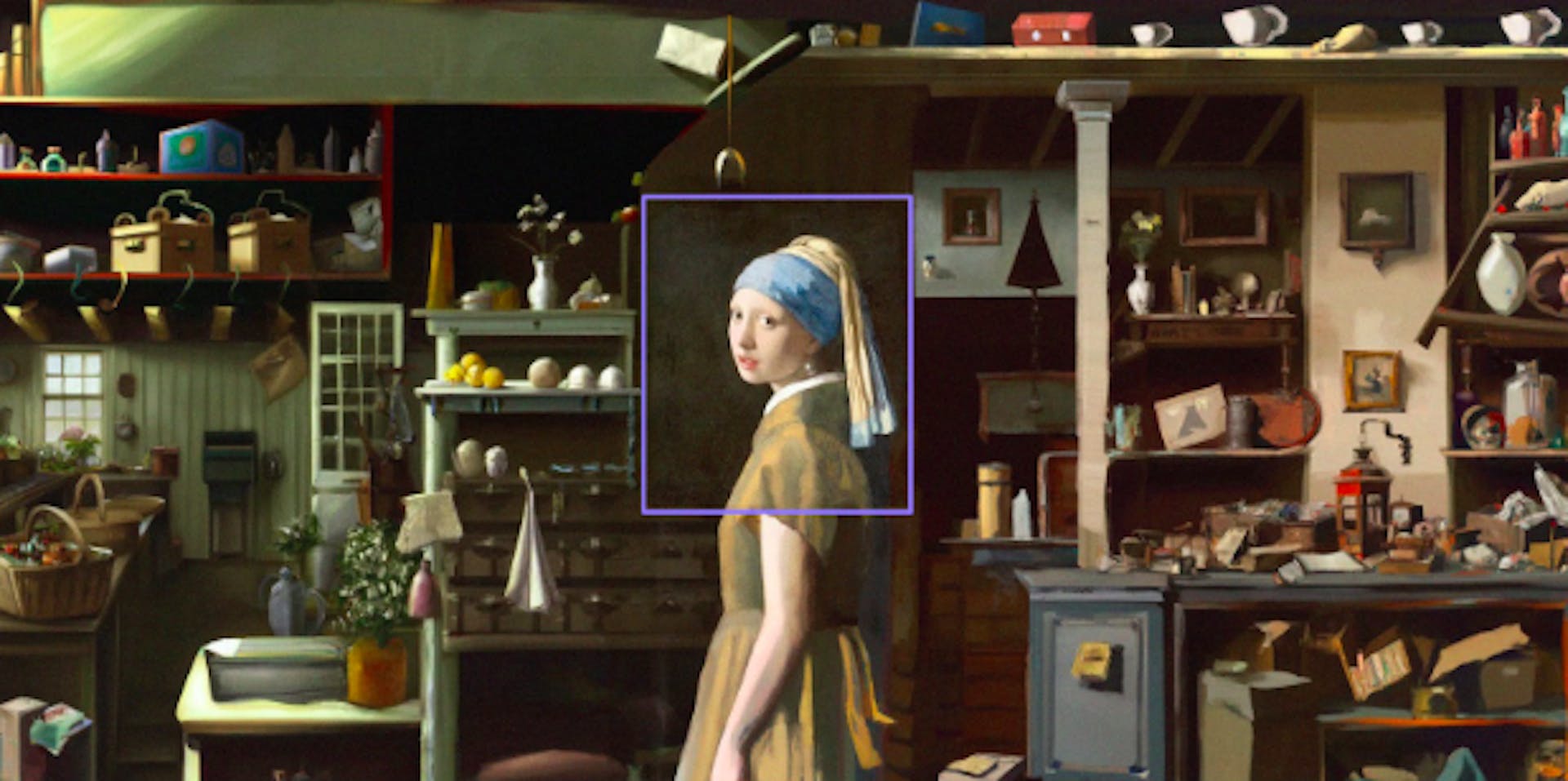 Bản gốc: Girl with a Pearl Earring by Johannes VermeerOutpainting by: August Kamp