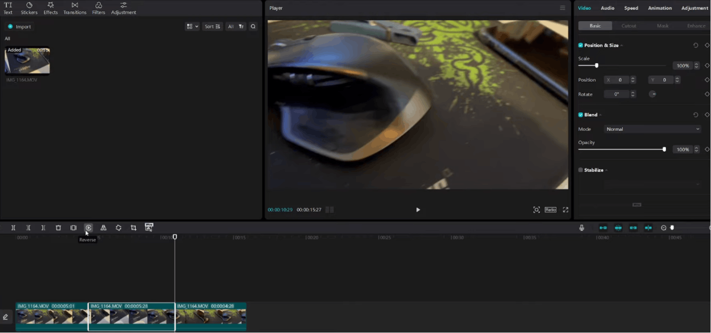 Reverse workflow of video