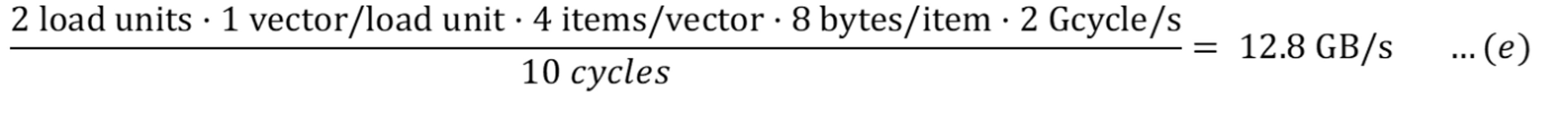 Applicable read bandwidth for the main memory (with latency effects)