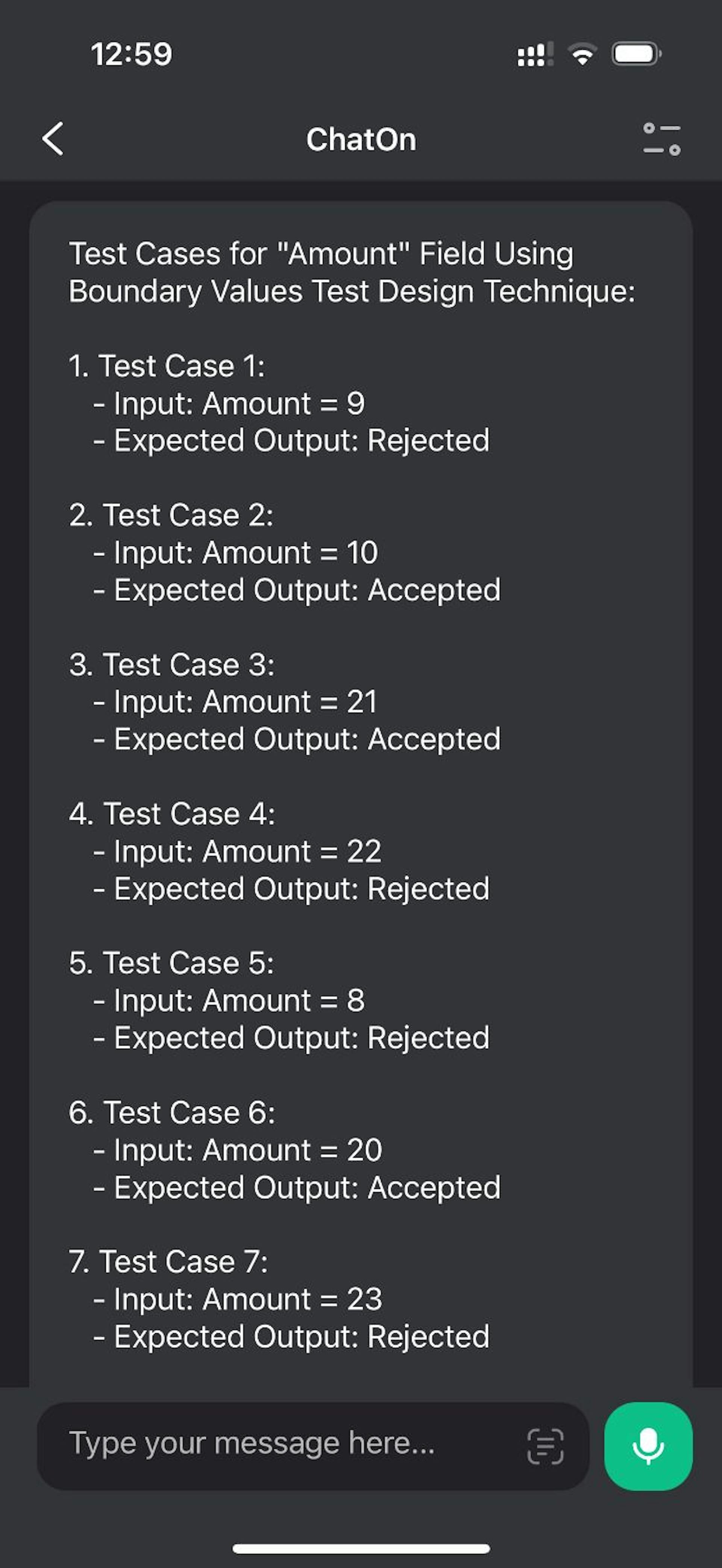 3) Test cases generated by ChatGPT