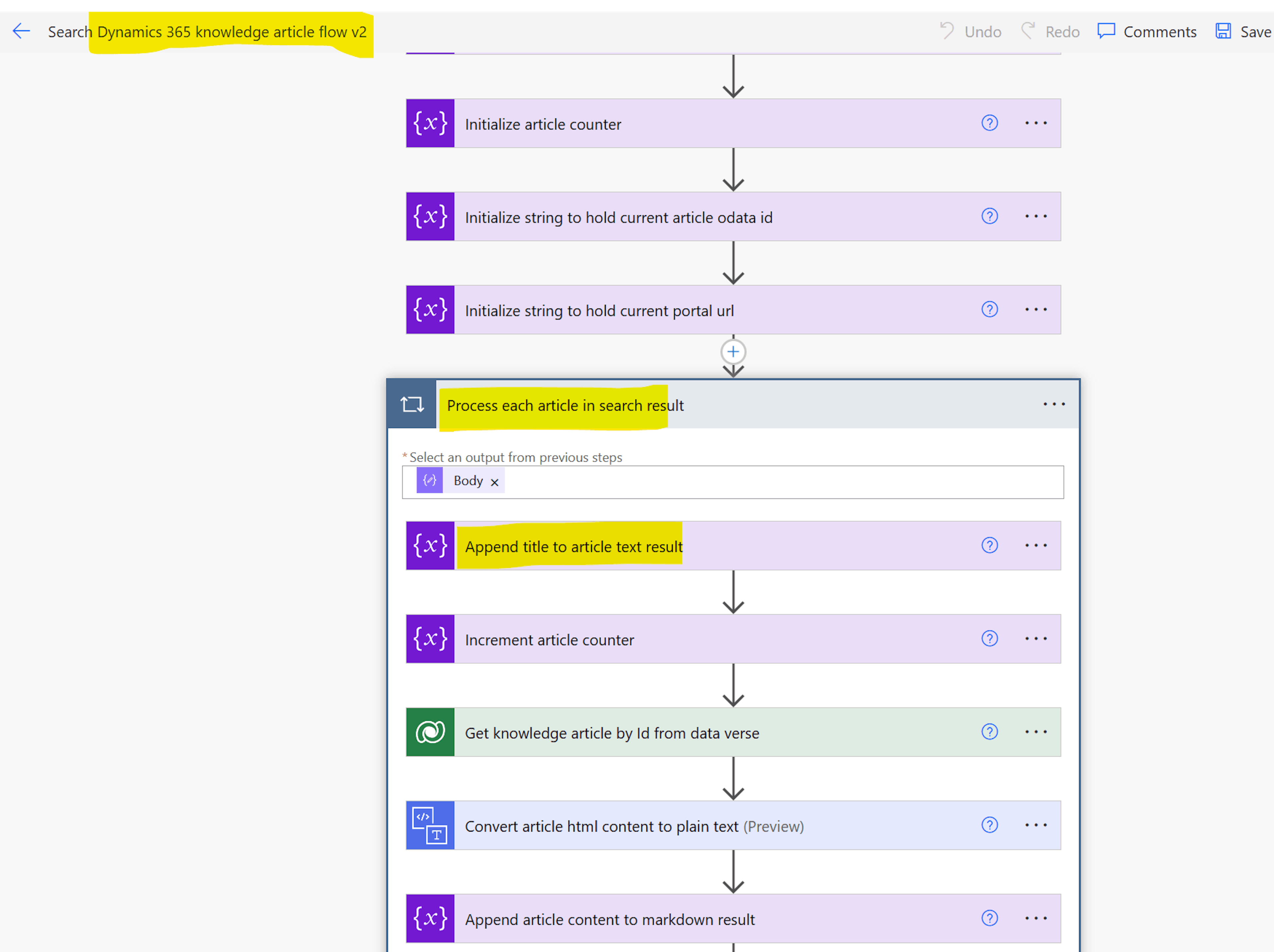 Find "Append title to article text result"