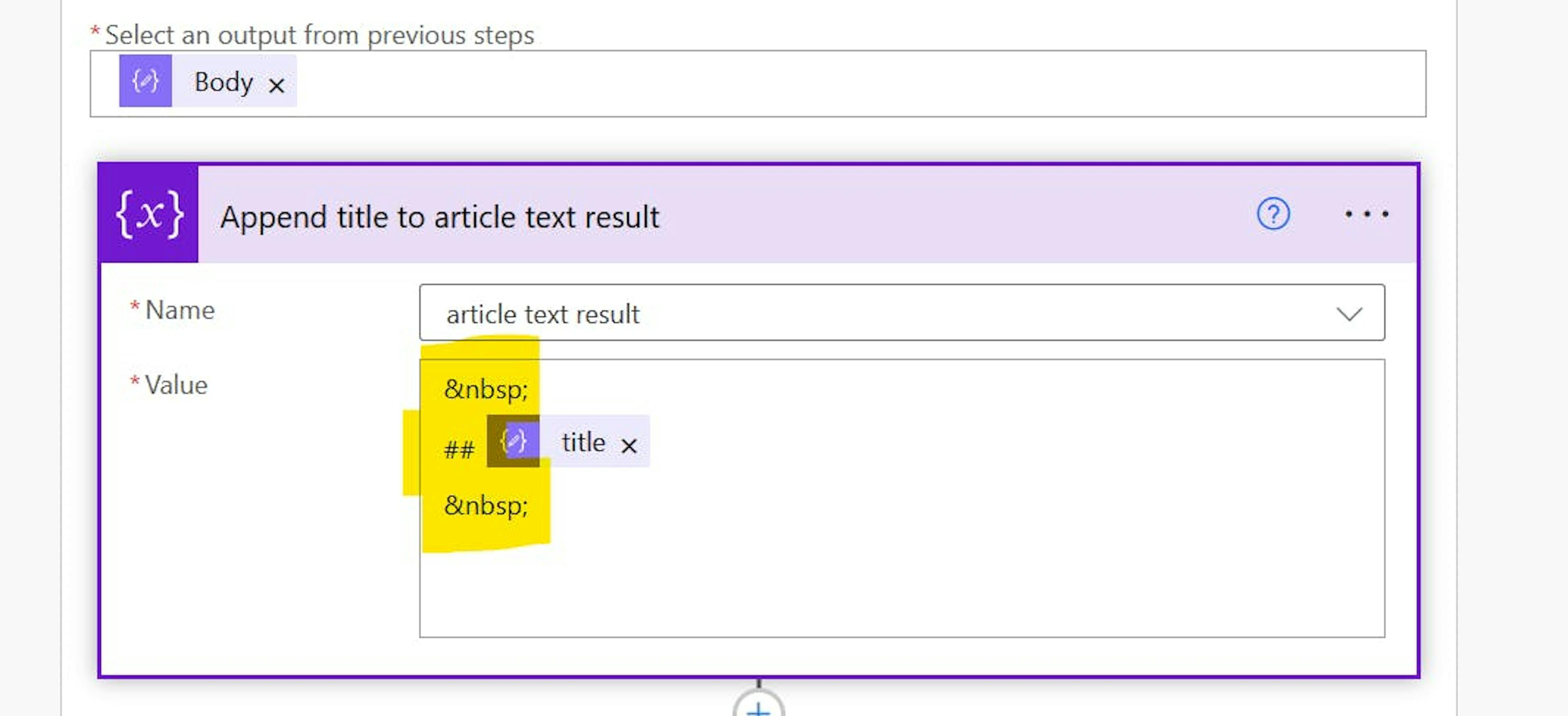 Edit "Append title to article text result"