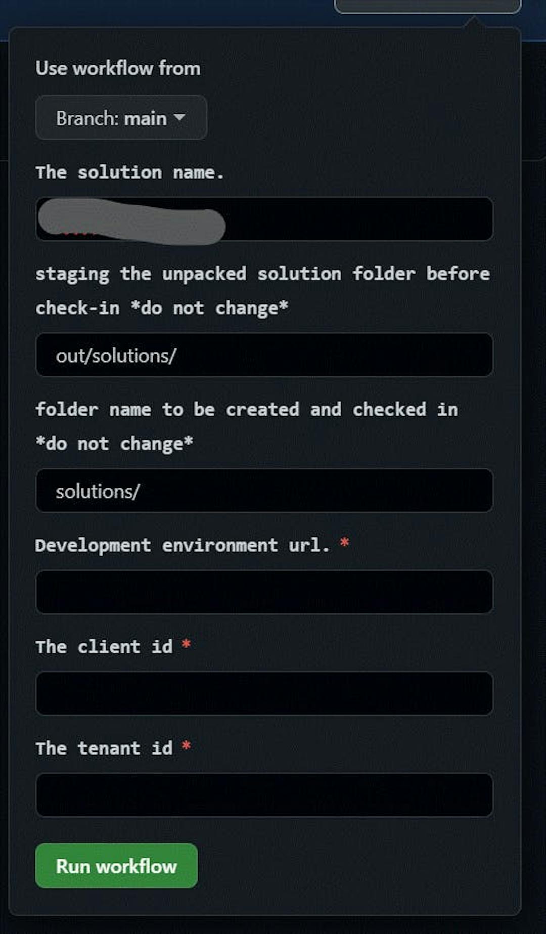 Dialog to deploy new Development Environment