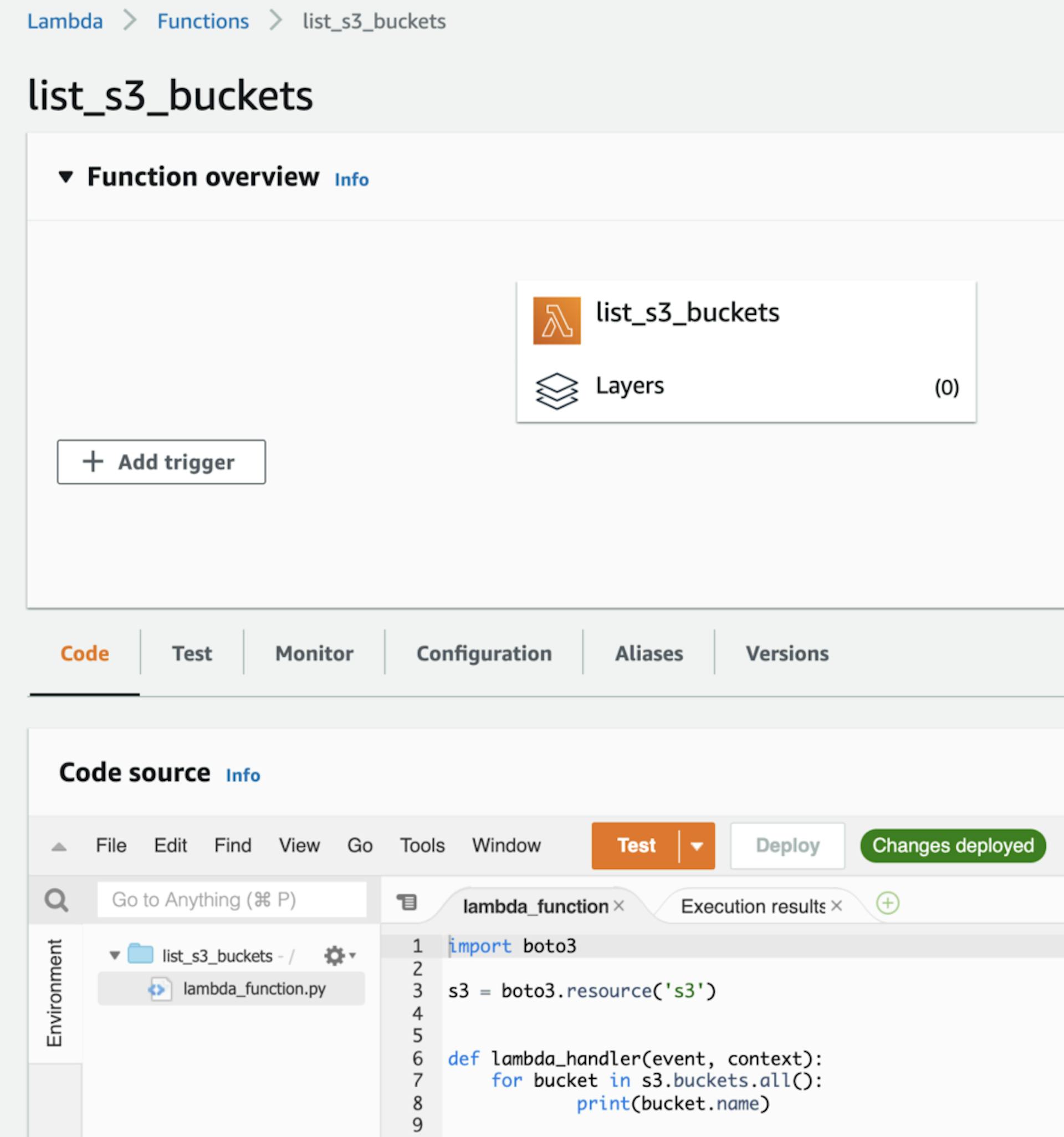 Testing boto3 from AWS Lambda