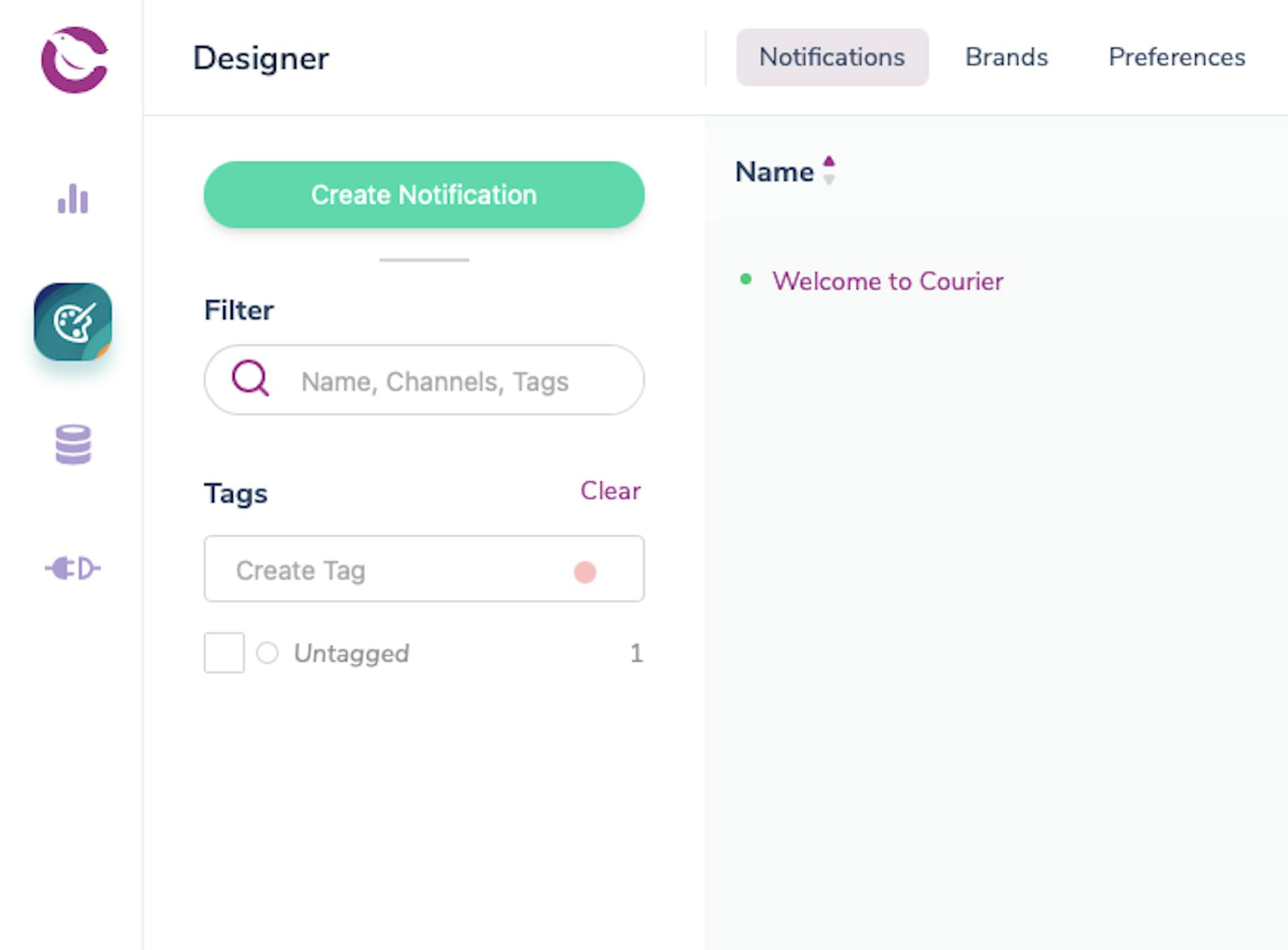 Create Notification in Courier's Design Hub