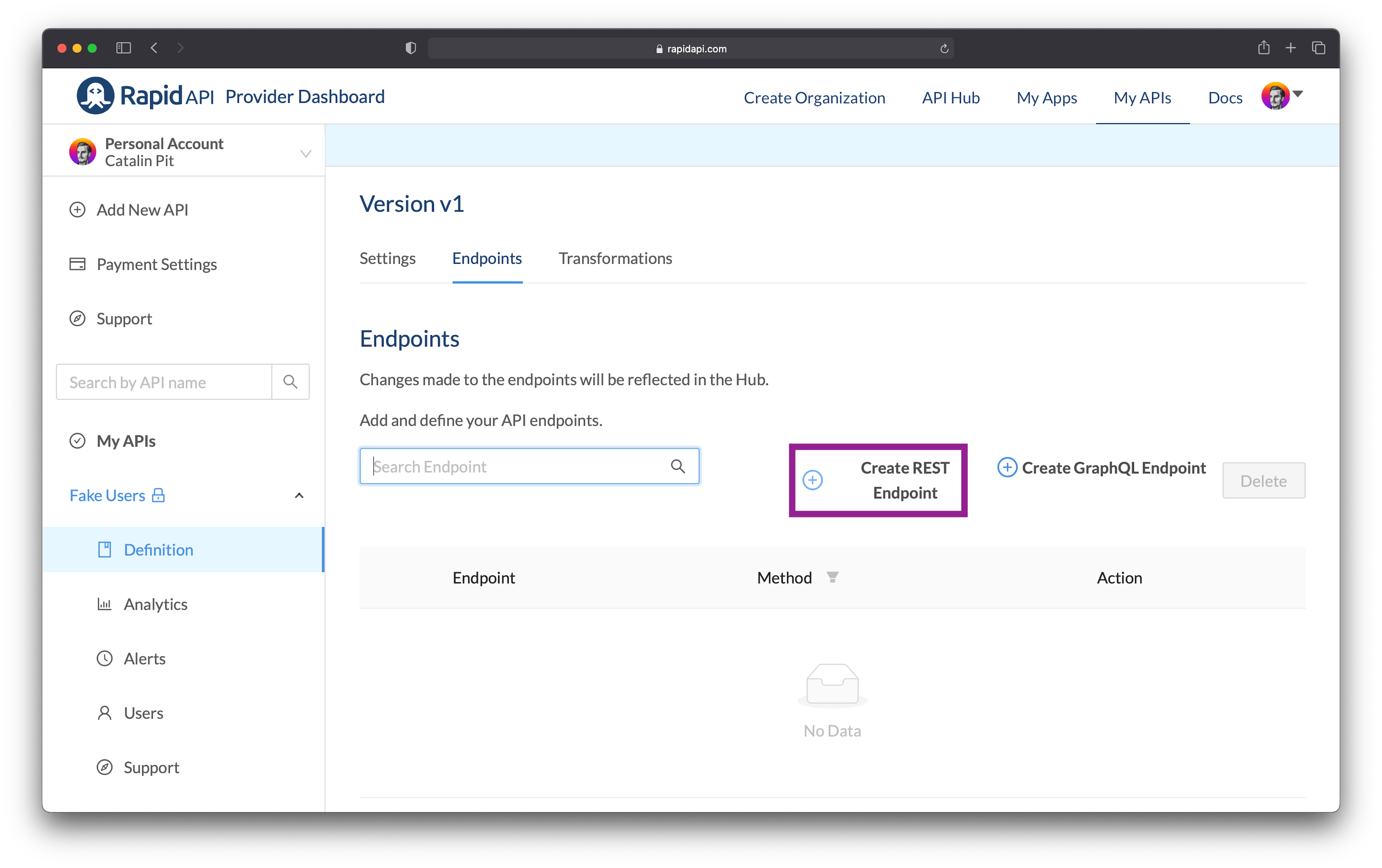 RapidAPI API Dashboard