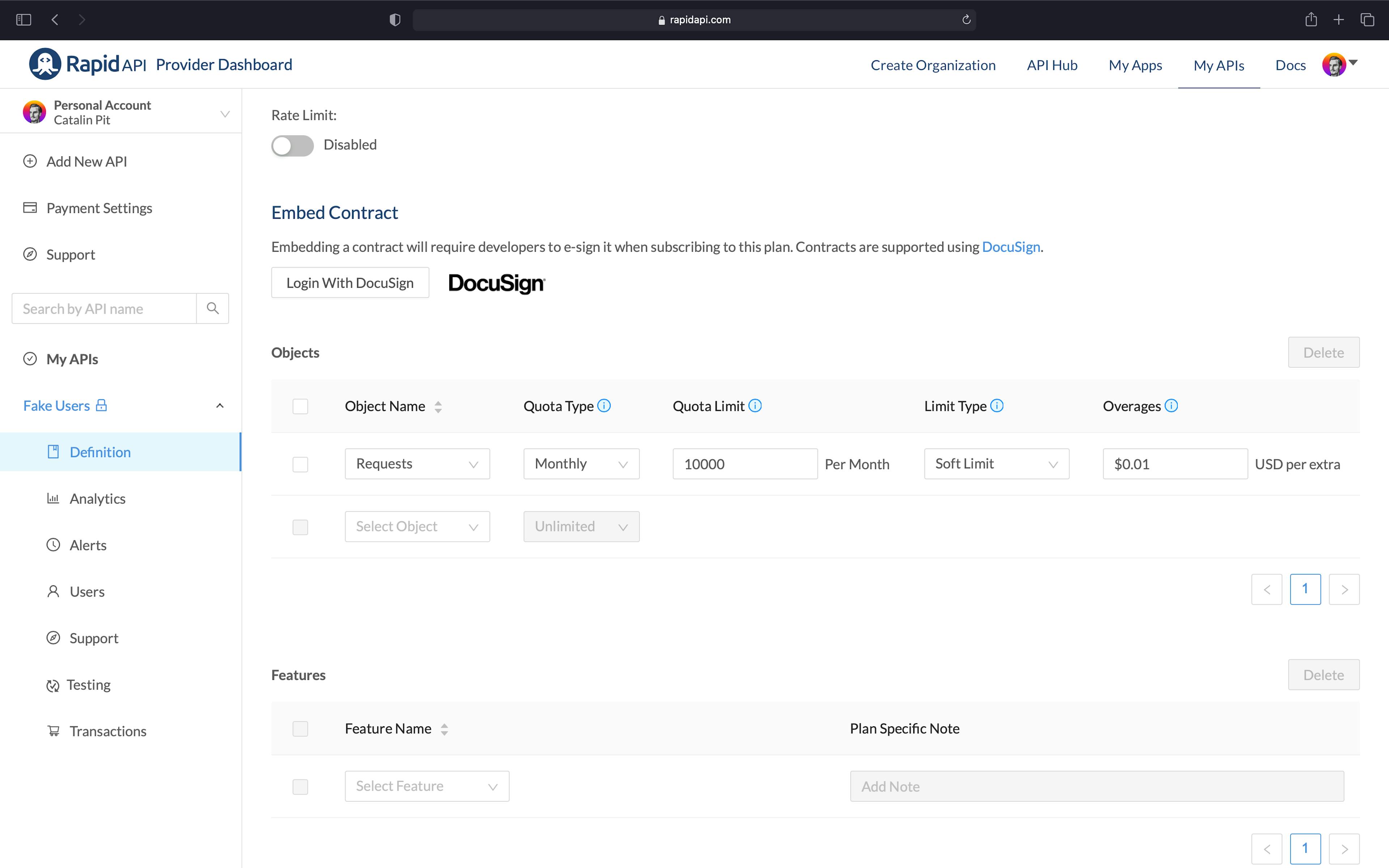 Setting the Pro Plan in RapidAPI Dashboard