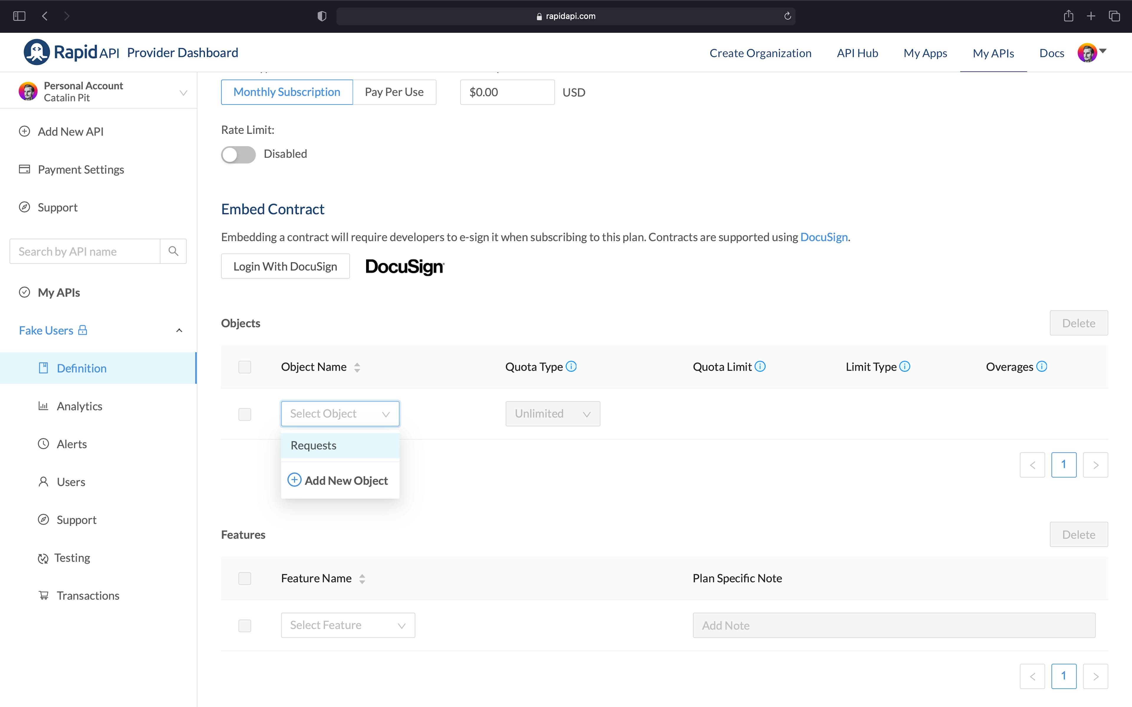 Setting the Pro Plan in RapidAPI Dashboard