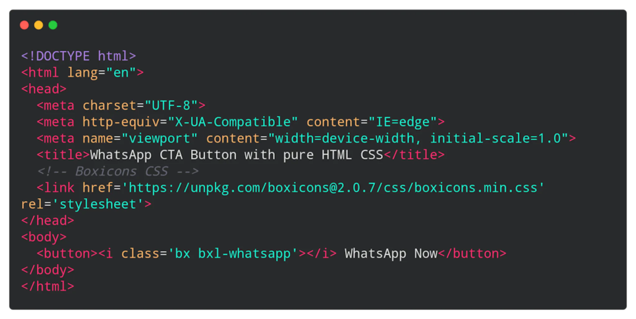 HTML button code