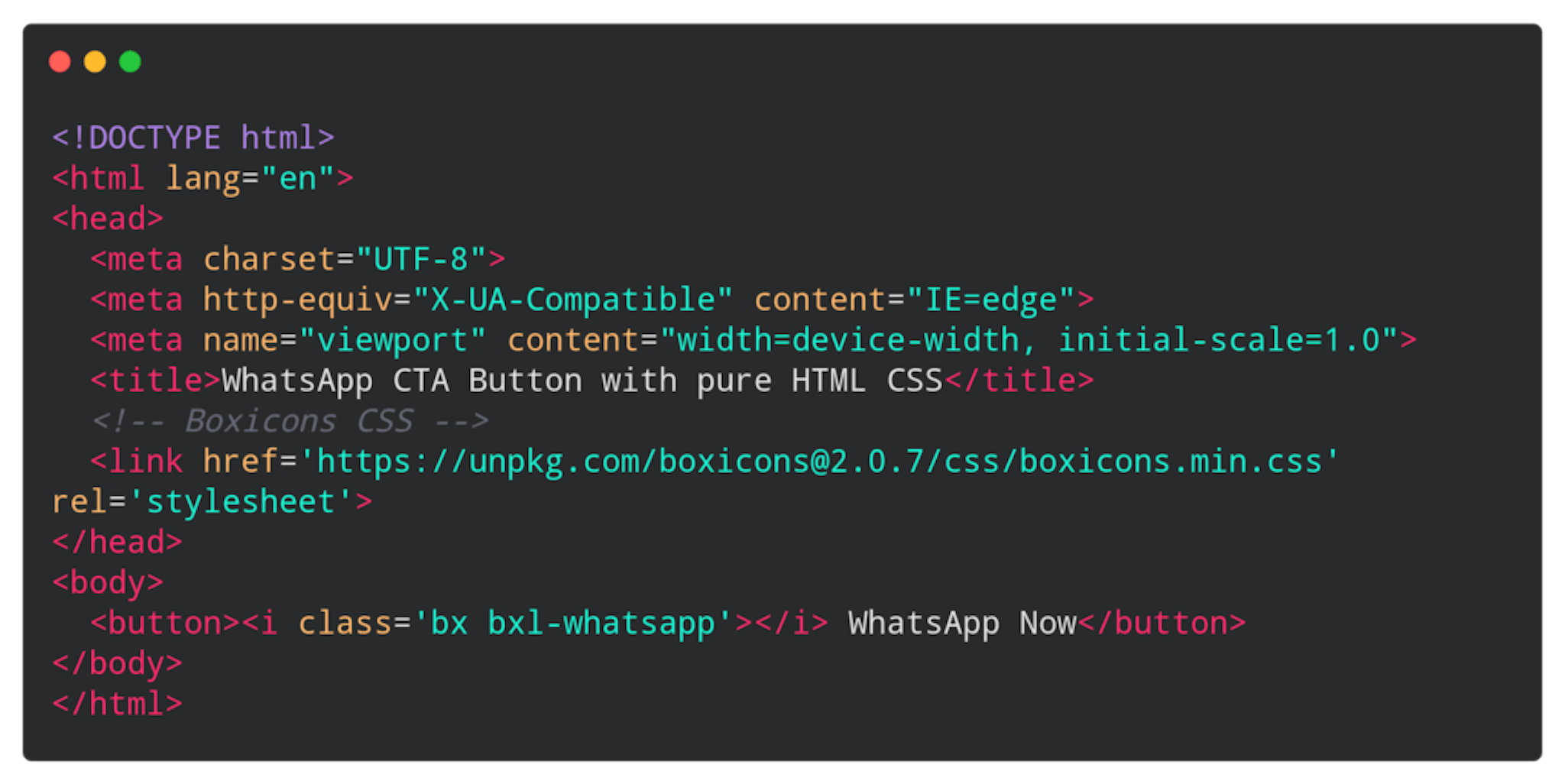 HTML button code