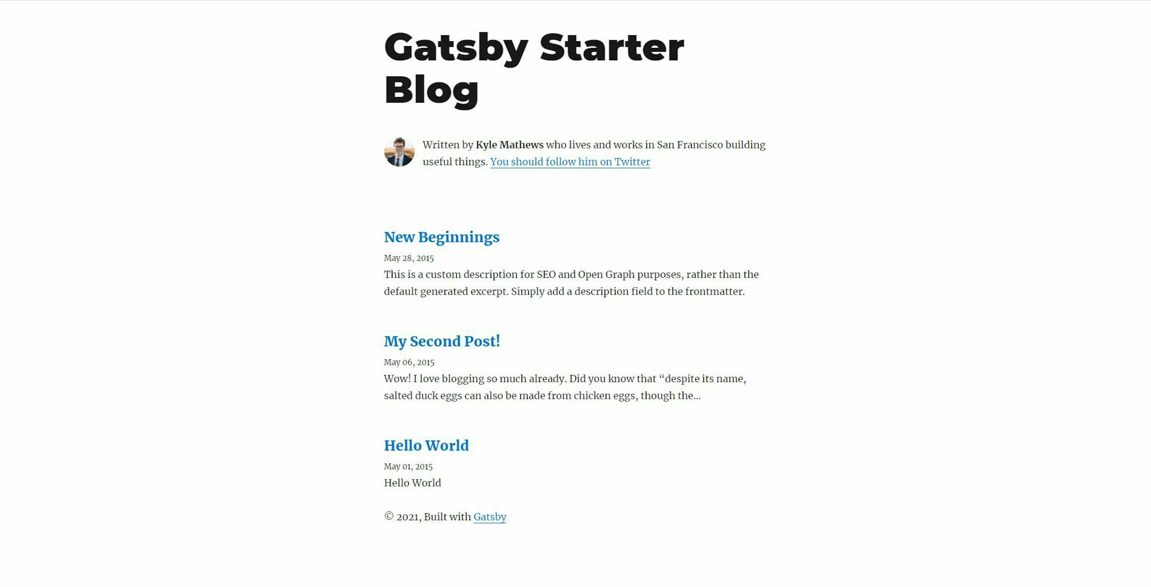 Gatsby Starter Blog