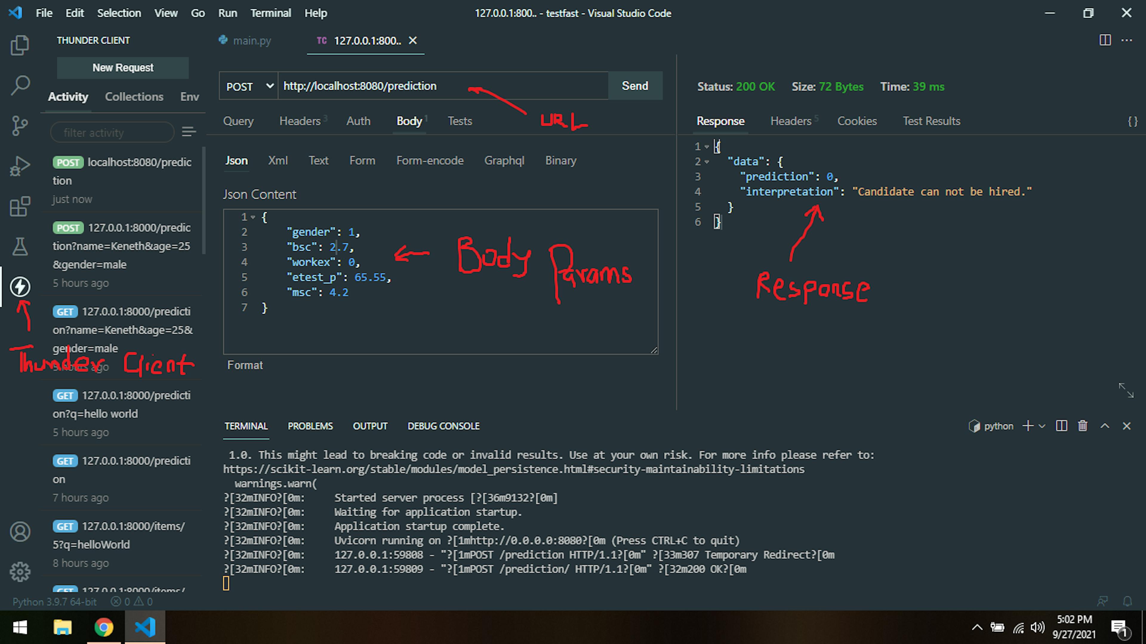 Testing the Prediction Route