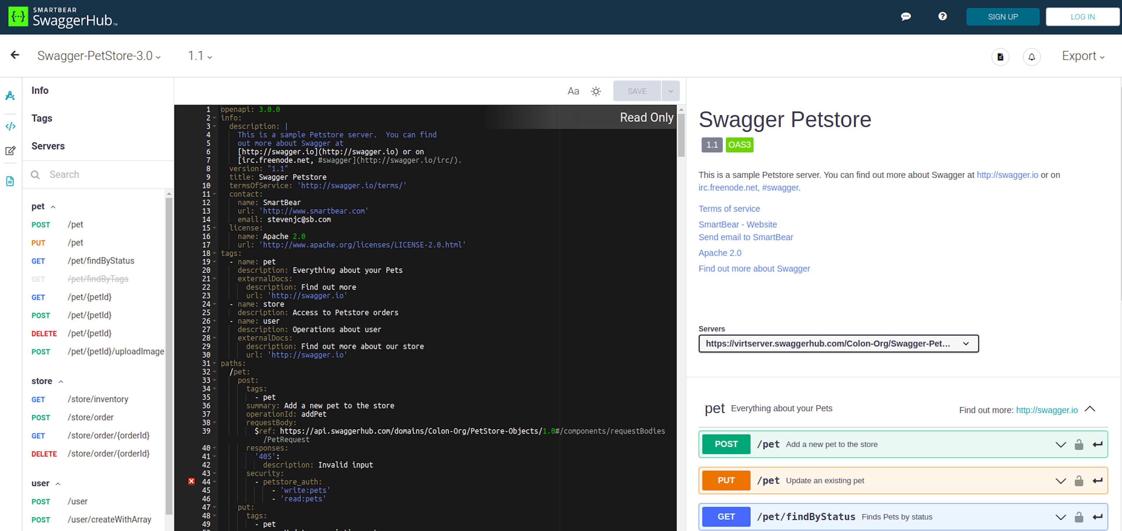 The “Swagger Petstore” is the “Hello World” for OpenAPI Specifications (source)