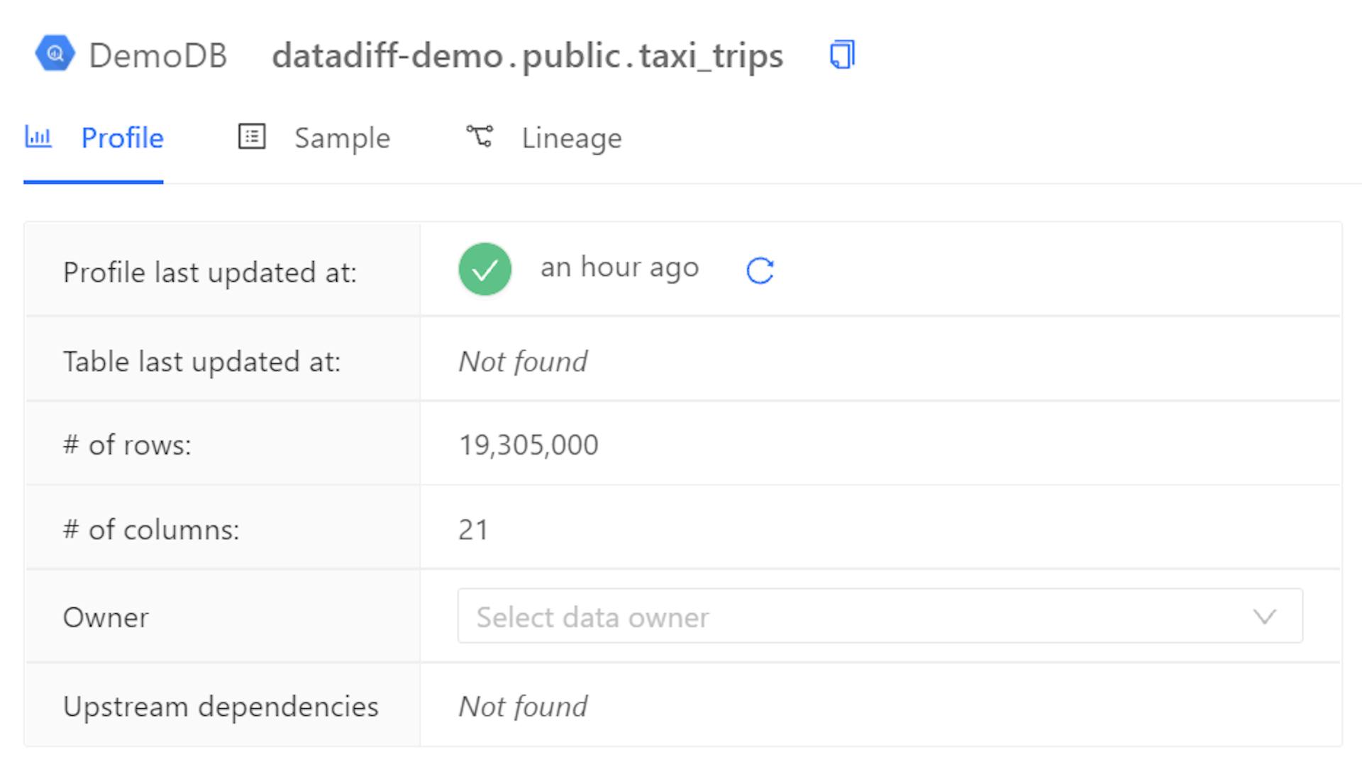 High-level profile of a dataset