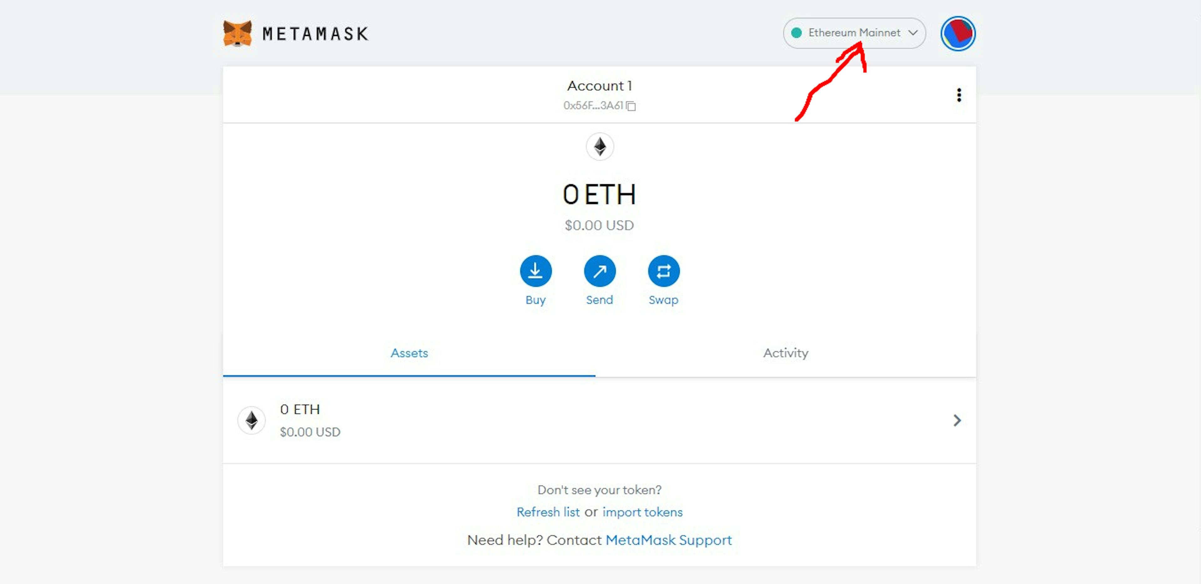 Metamask Account Page