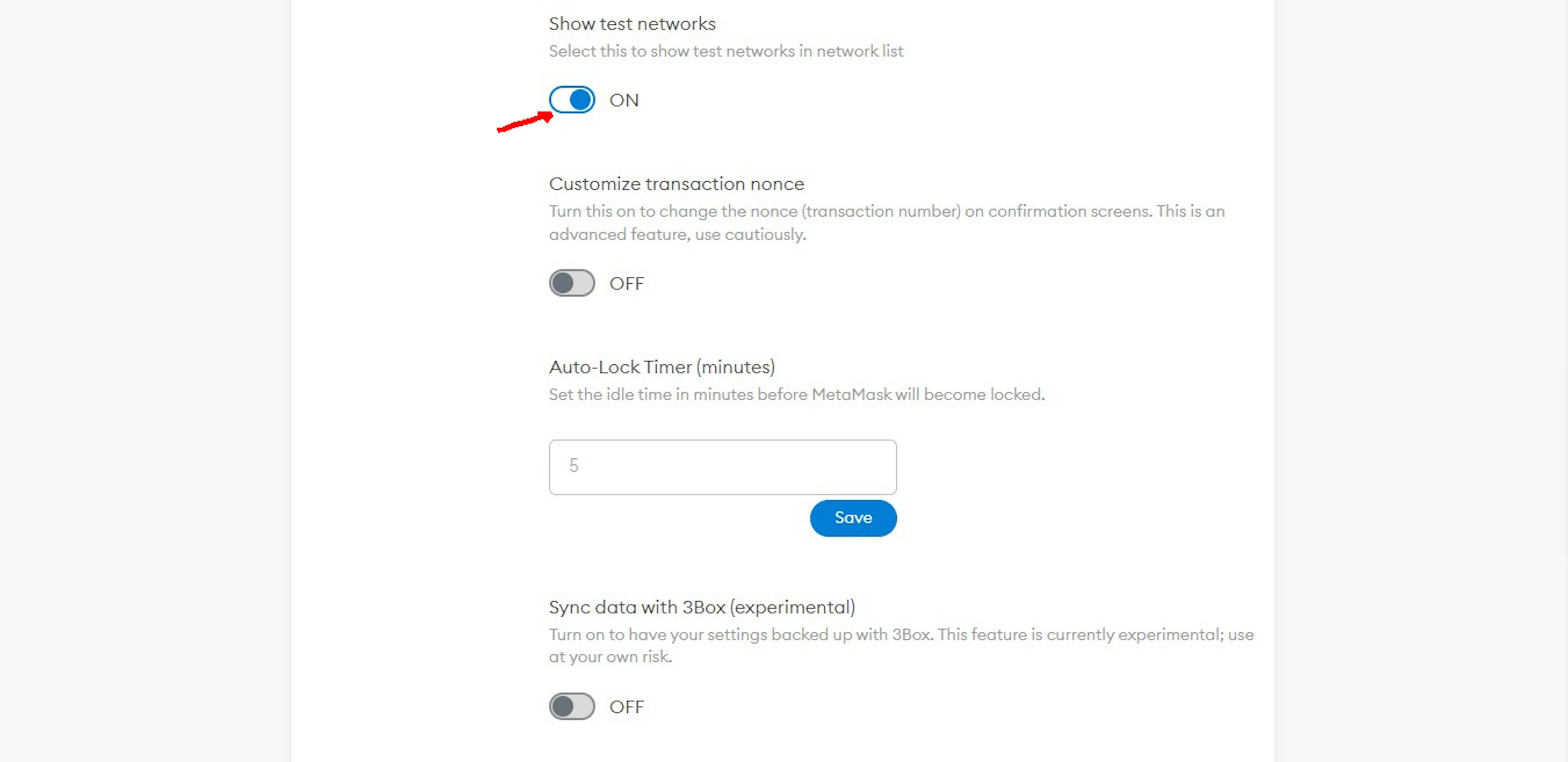 Metamask Test Network Activation