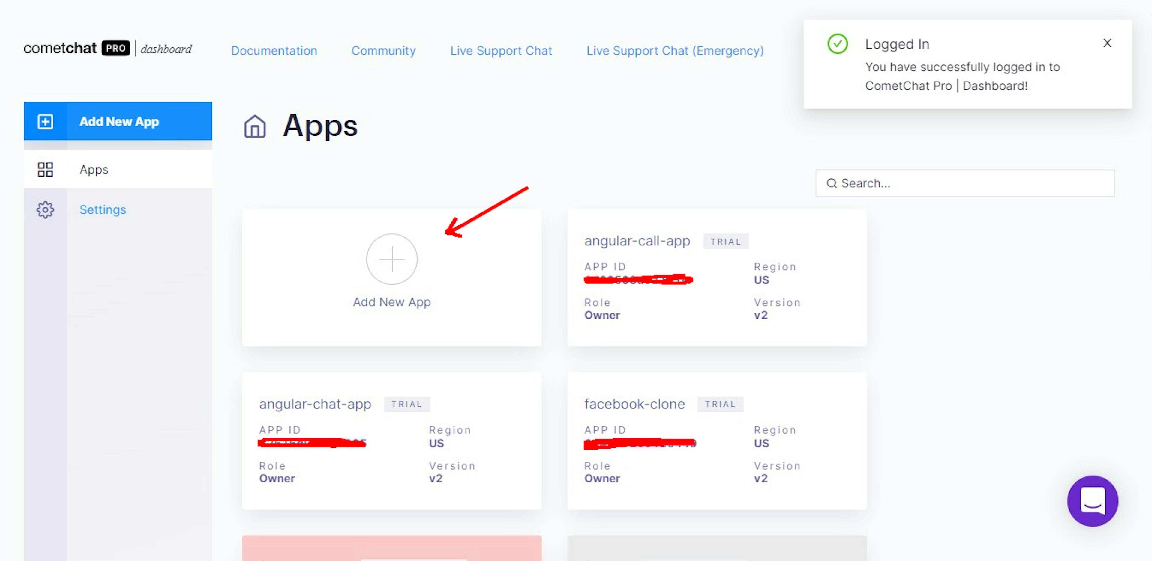 CometChat Dashboard