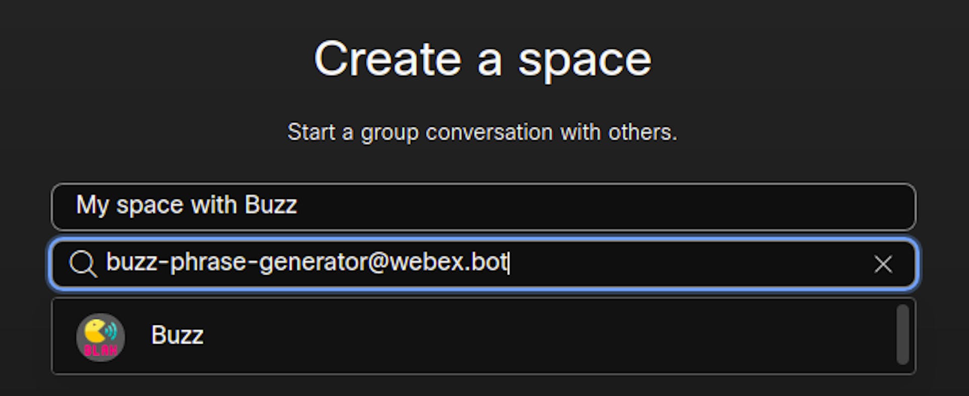 Add Buzz to Webex space