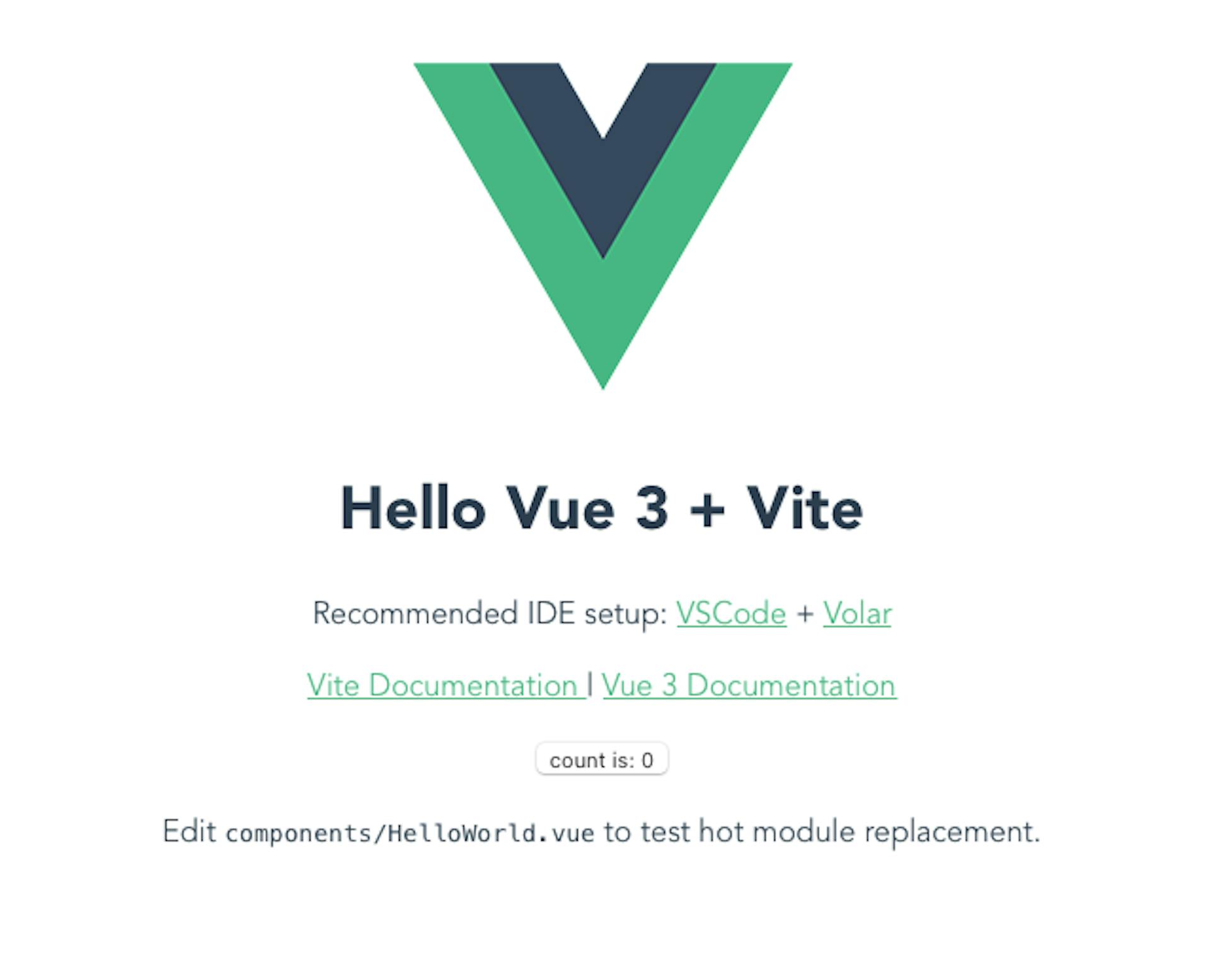 Vue HelloWorld page