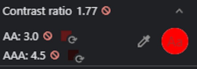 DevTools contrast ratio picker for accessibility