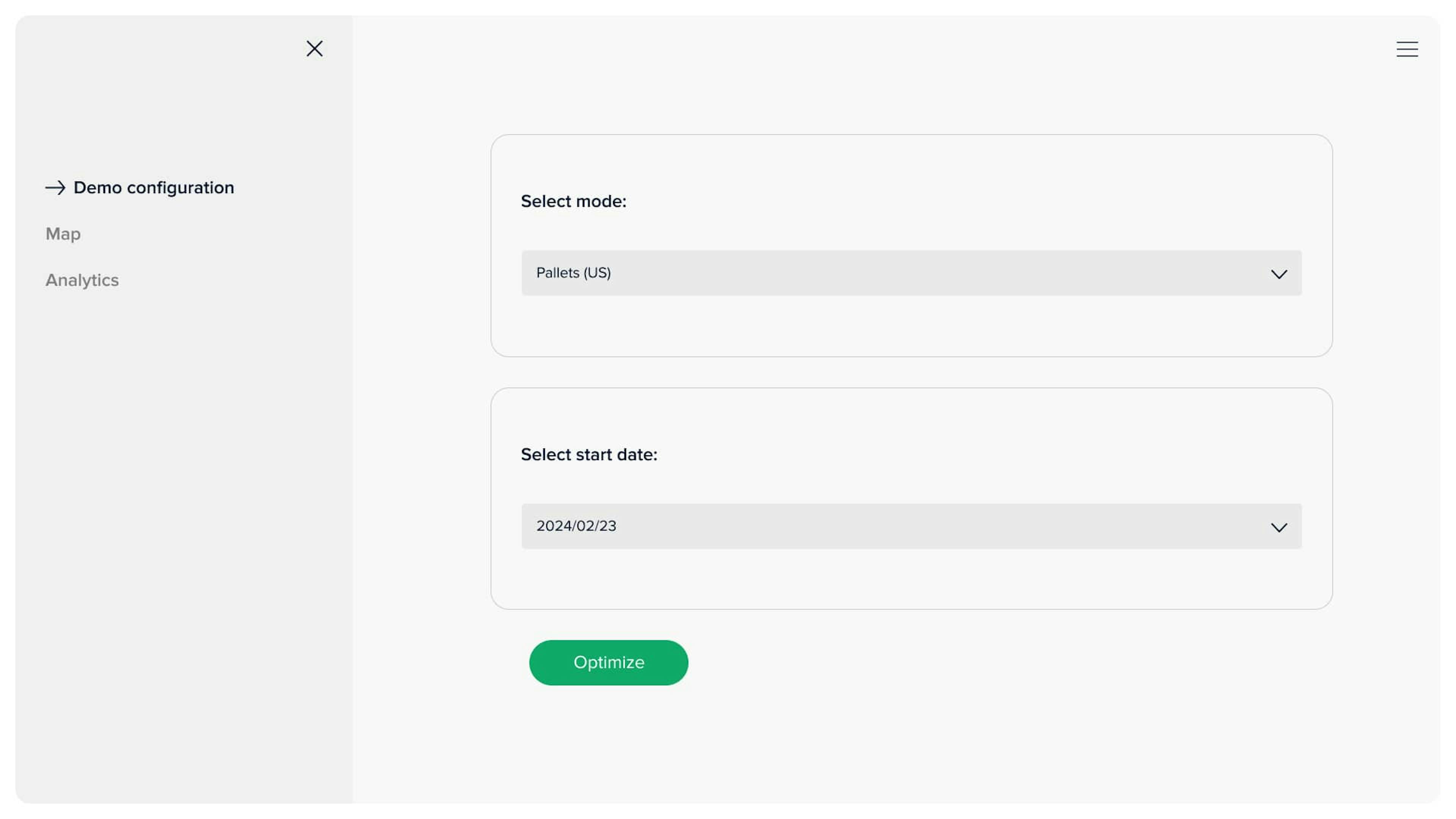 Mode and date selection