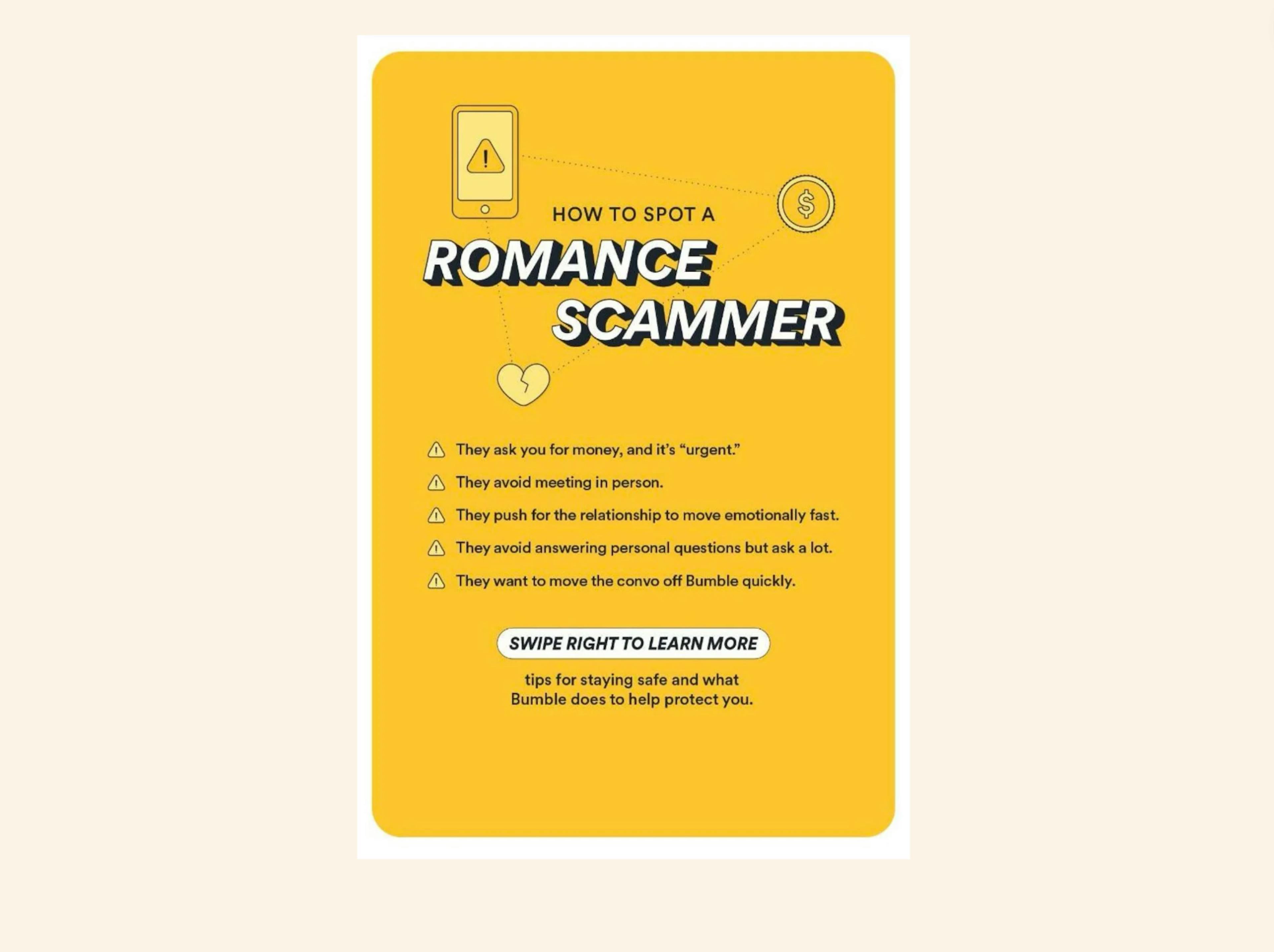 Bumble Dating App Campaign on How to Spot Scammers