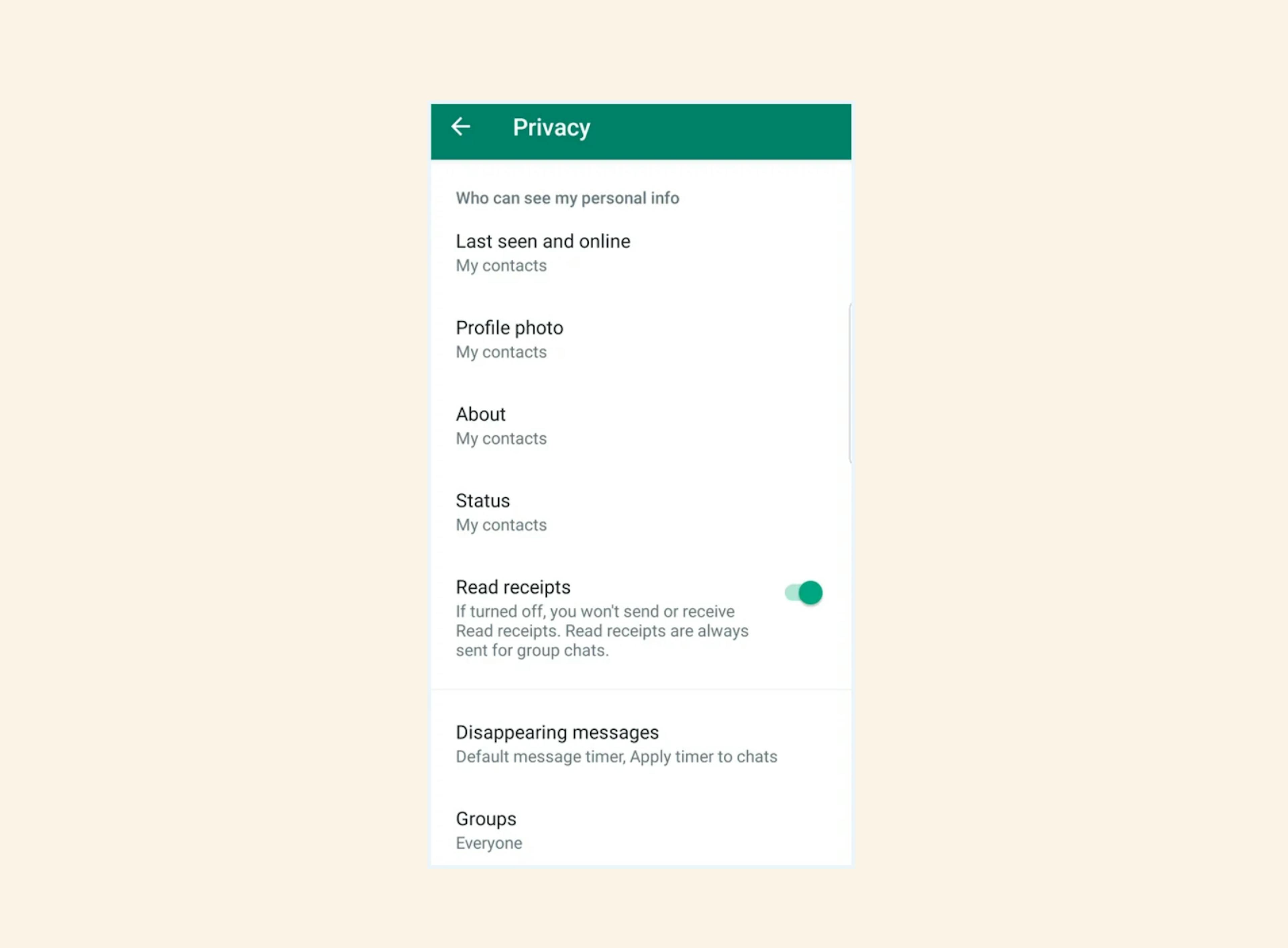 WhatsApp Messenger Privacy Settings