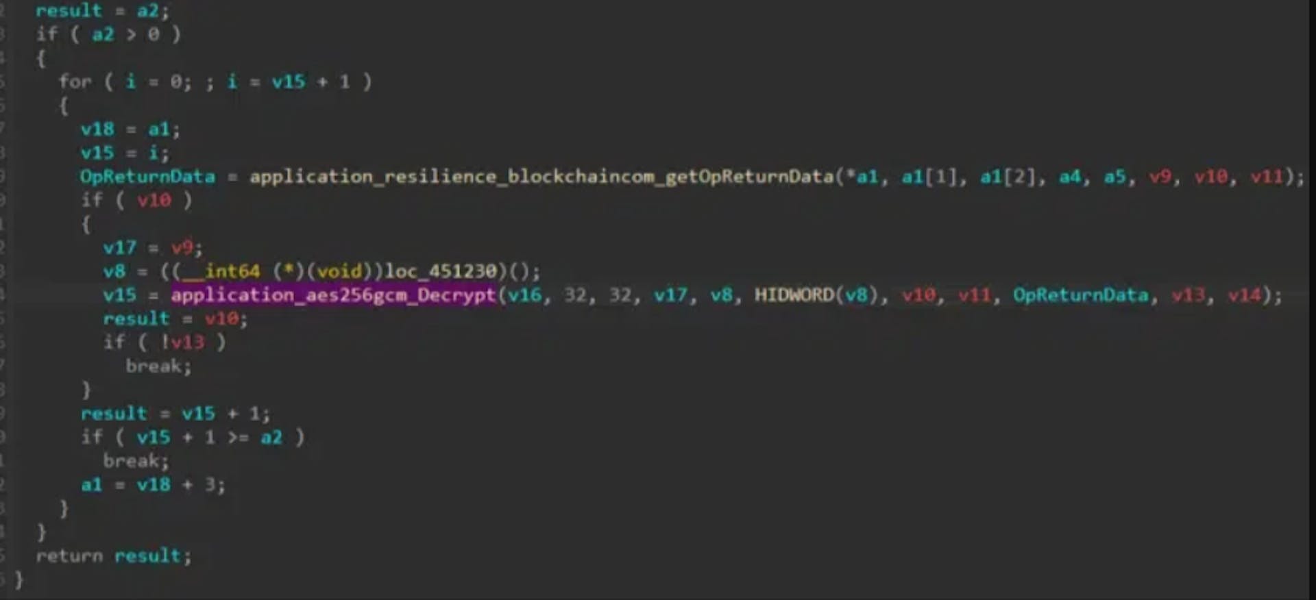 Fig by Nozomi Networks Labs: The code calling the AES-GCM decryption routine