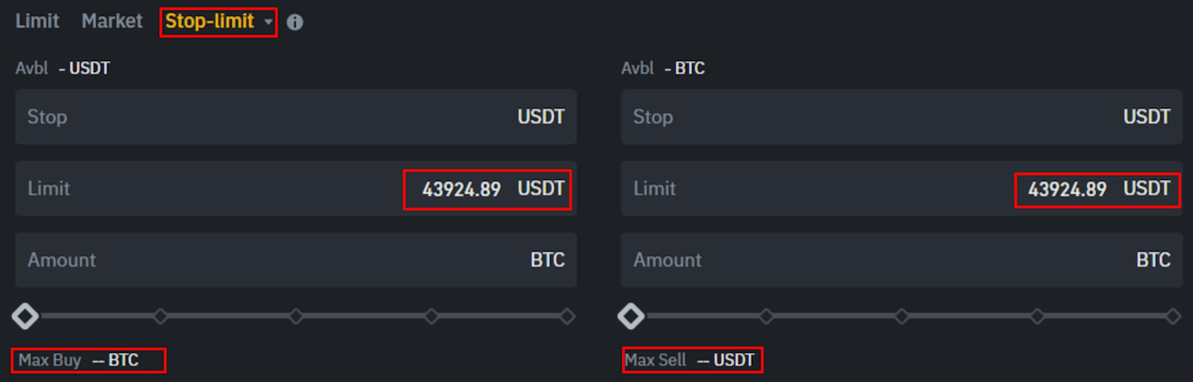 Figure: Stop Order: Highlighted price is as a limit.