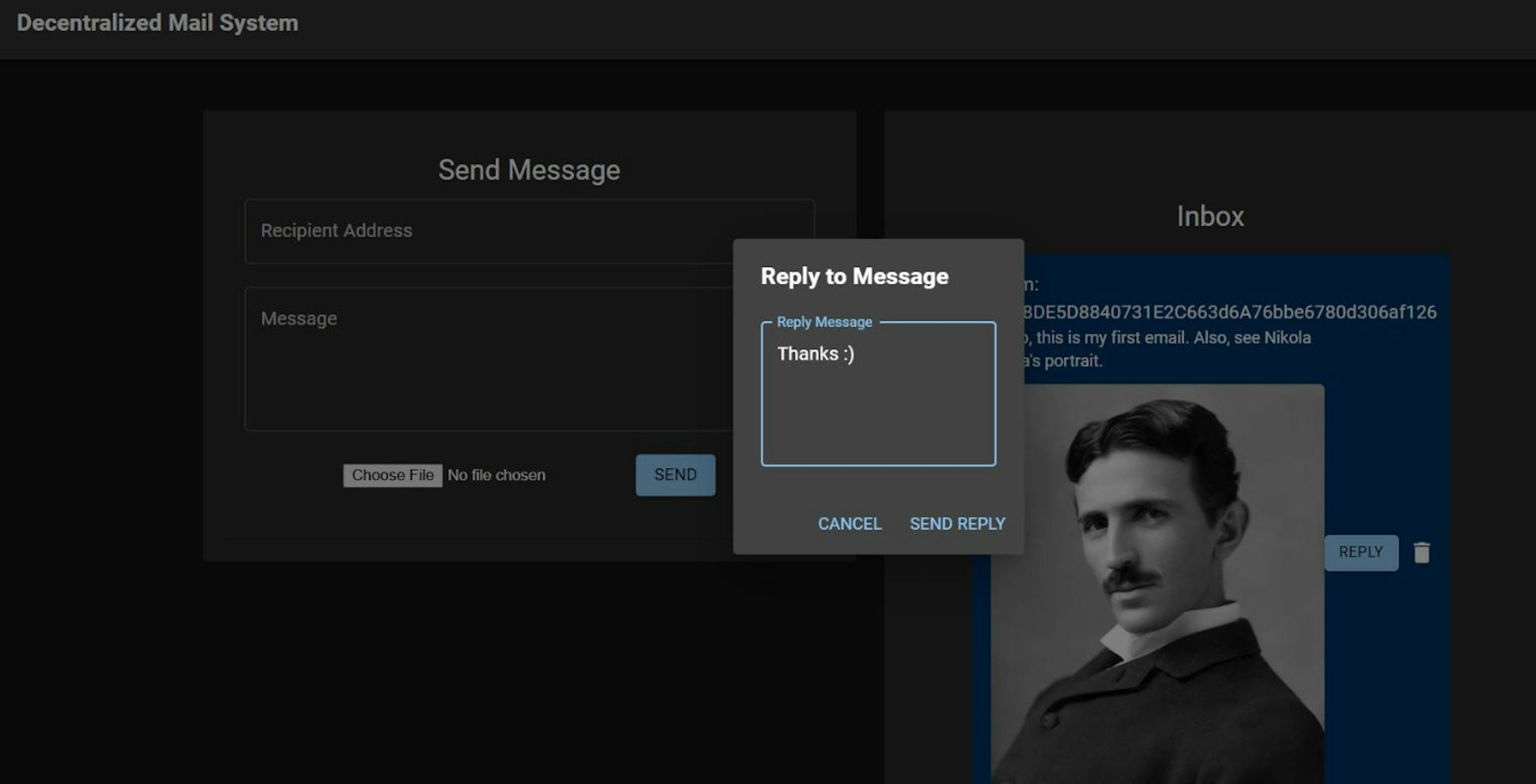 Figure 6: Testing the "Reply" feature, A box to type the text appeared
