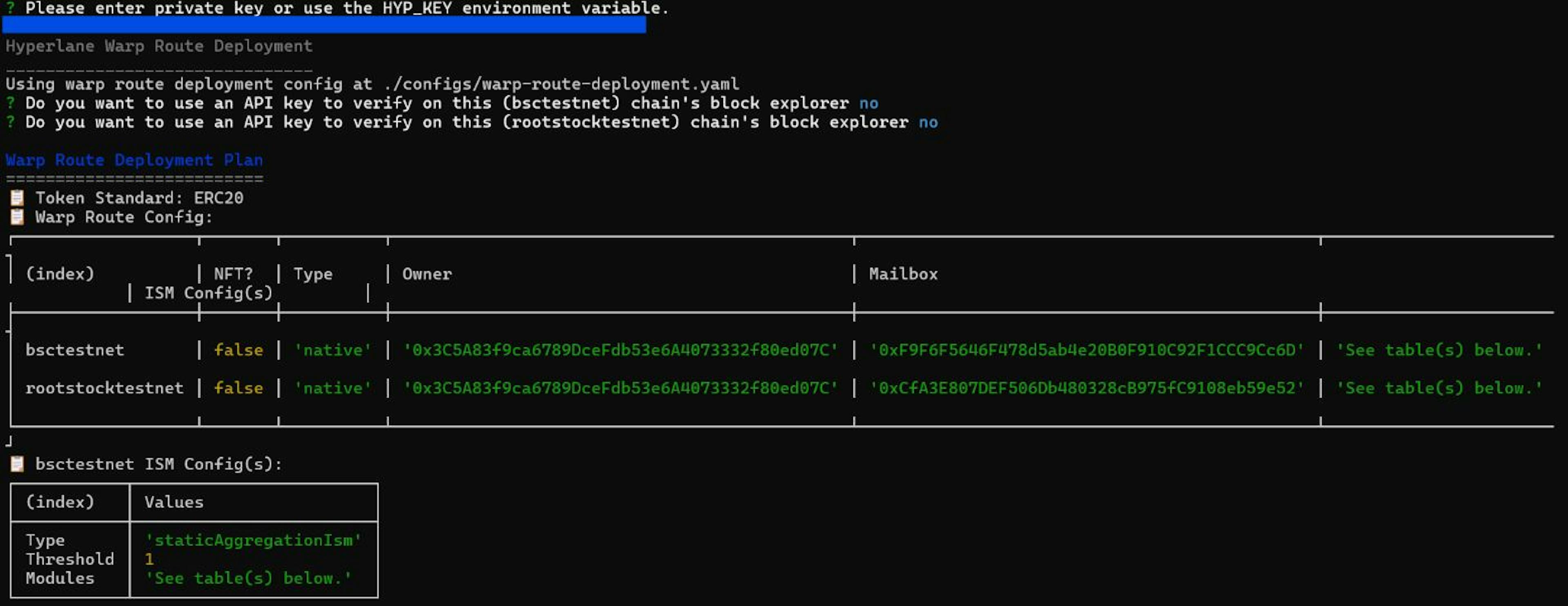 Figure 2.The hyperlane warp deploy output in the terminal