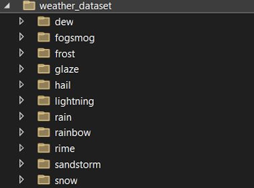 Figure 1. Exported dataset with 11 categories.